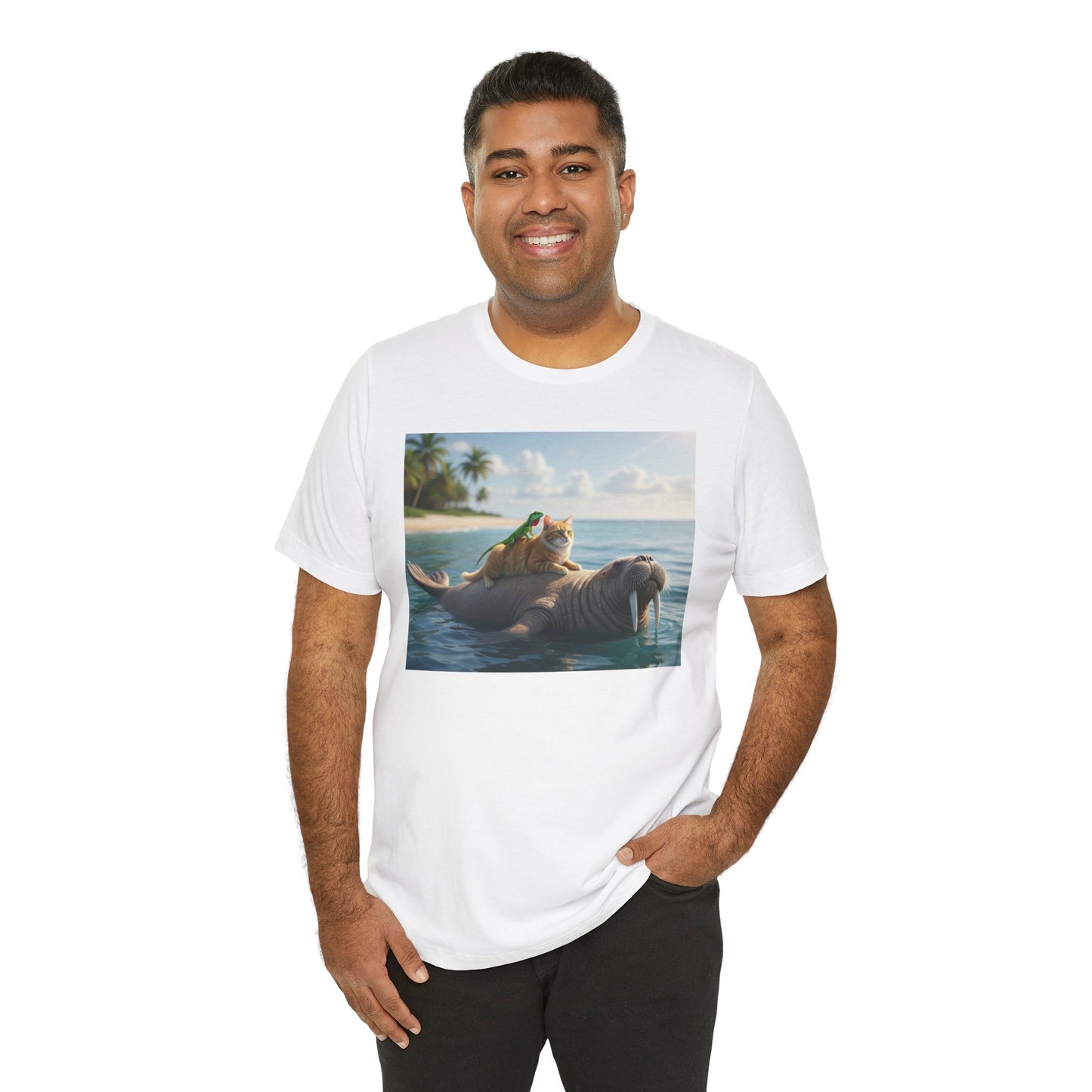 Ocean Friends Unisex T-Shirt - Walrus Cat Lizard Design