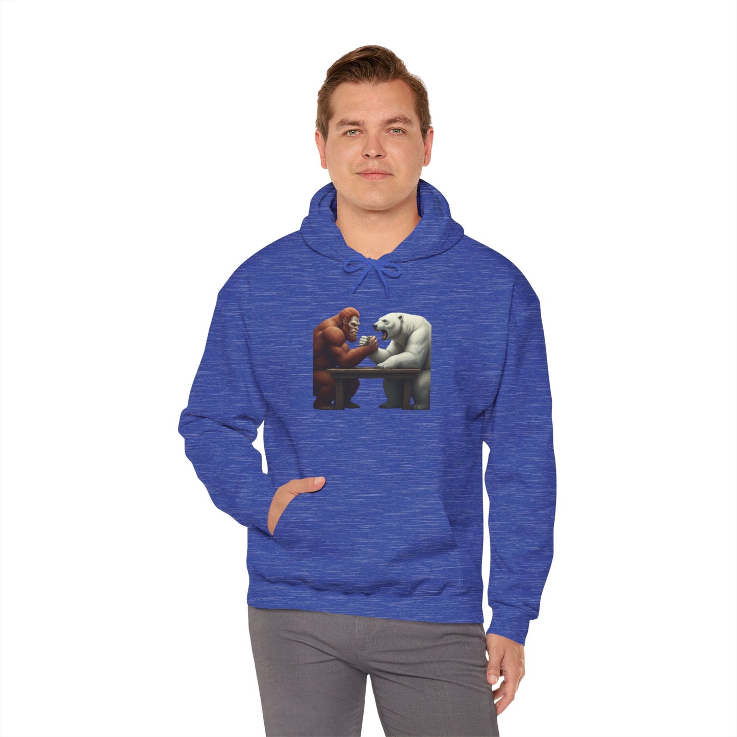Bigfoot Arm Wrestling Polar Bear Hoodie - Unisex Sweatshirt