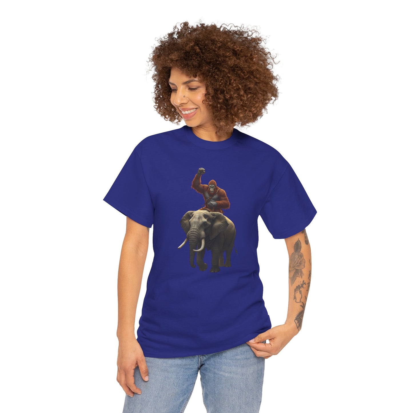 Bigfoot Riding Elephant Unisex T-Shirt