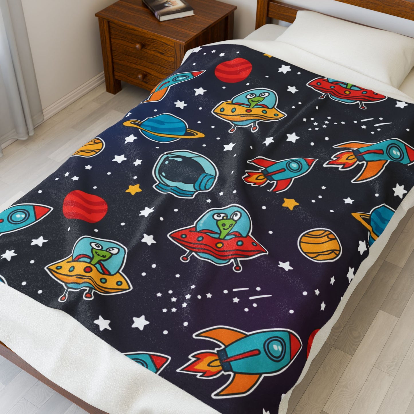 Kids Space Velveteen Plush Blanket - Cozy and Soft Throw Blanket for Children