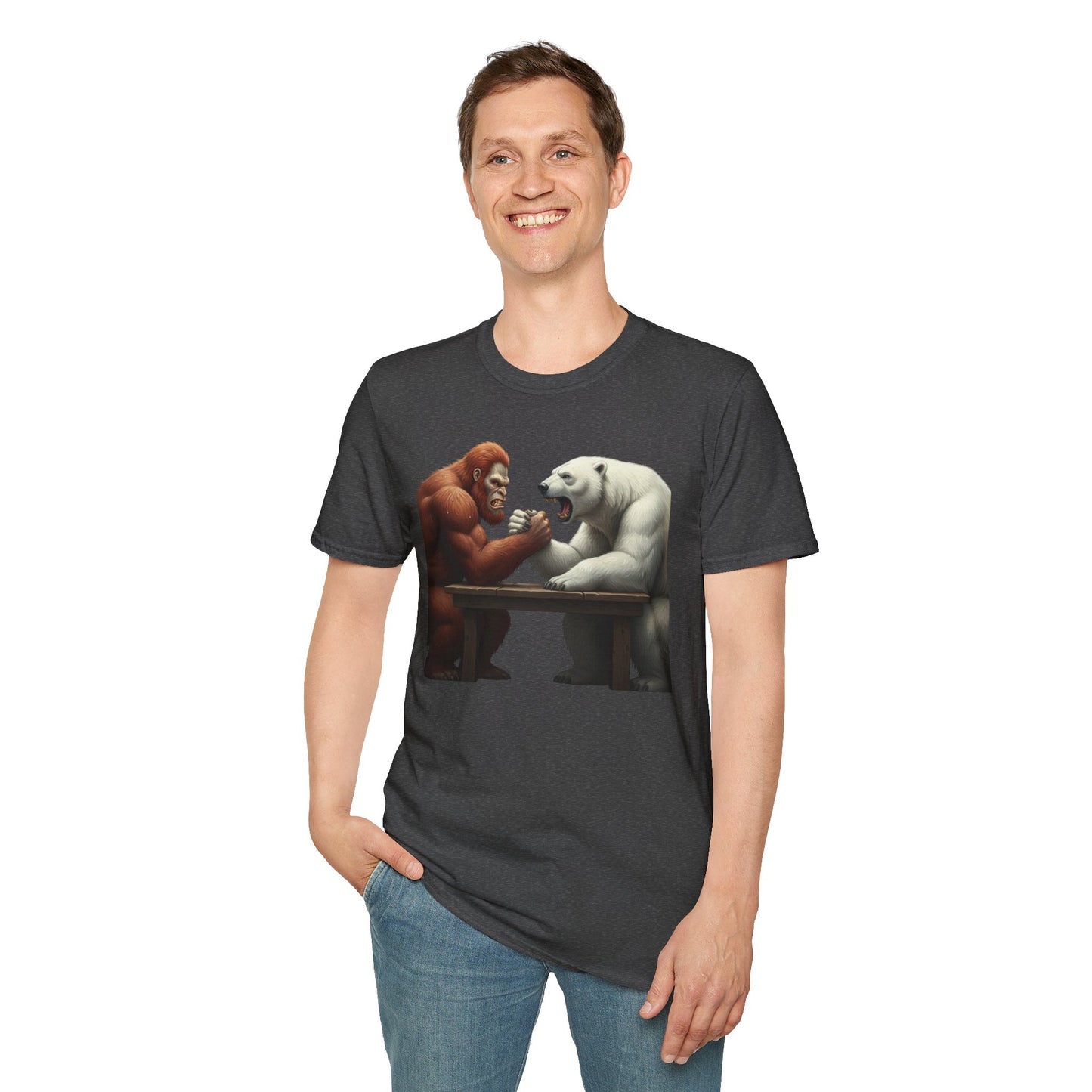 Graphic T-shirt - Bigfoot Arm Wrestling Polar Bear Design