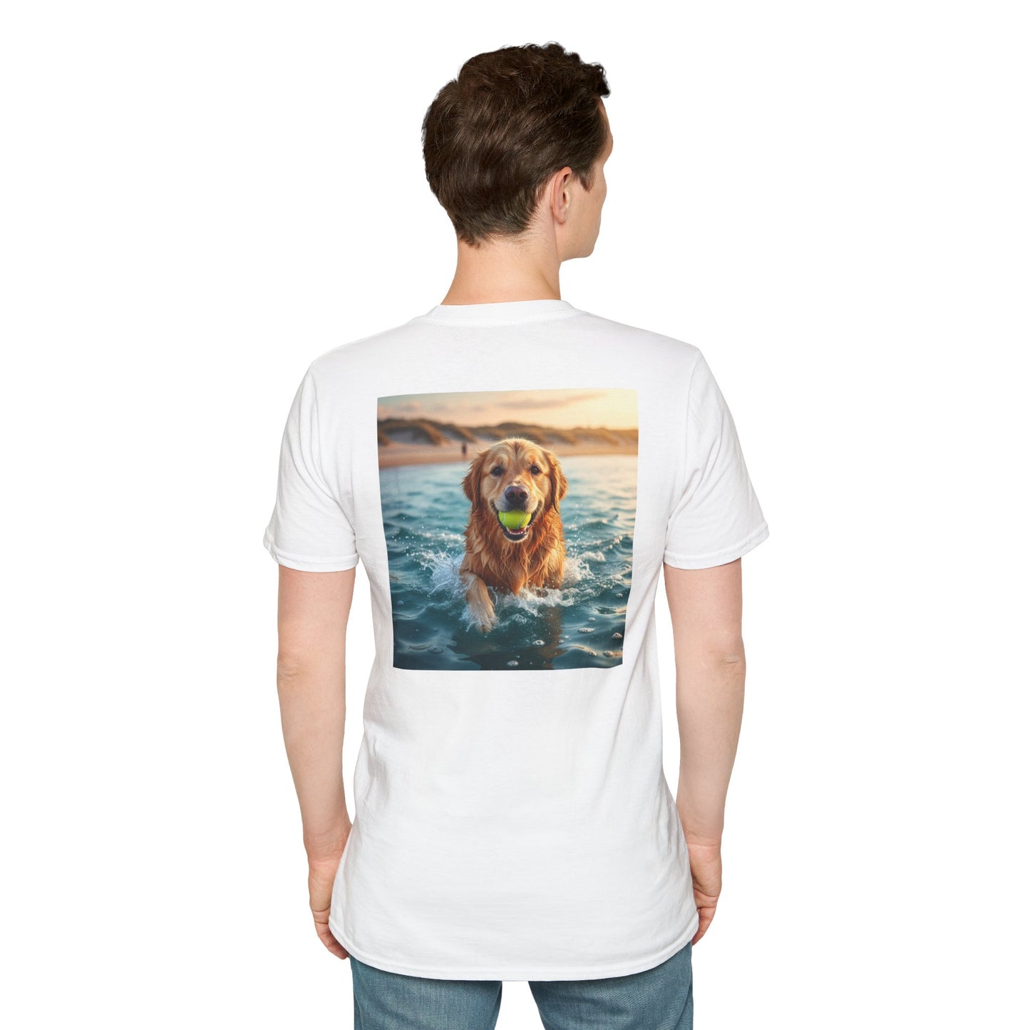 Dog Retrieving Tennis Ball Softstyle T-Shirt