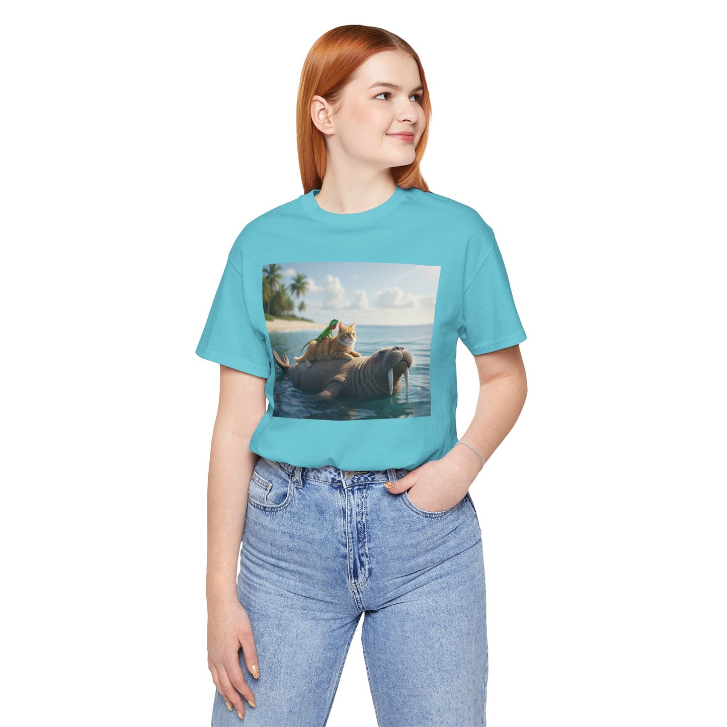 Ocean Friends Unisex T-Shirt - Walrus Cat Lizard Design