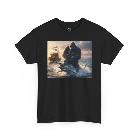 Gorilla riding a swordfish in the ocean design T-Shirt