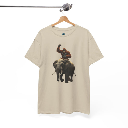 Bigfoot Riding Elephant Unisex T-Shirt