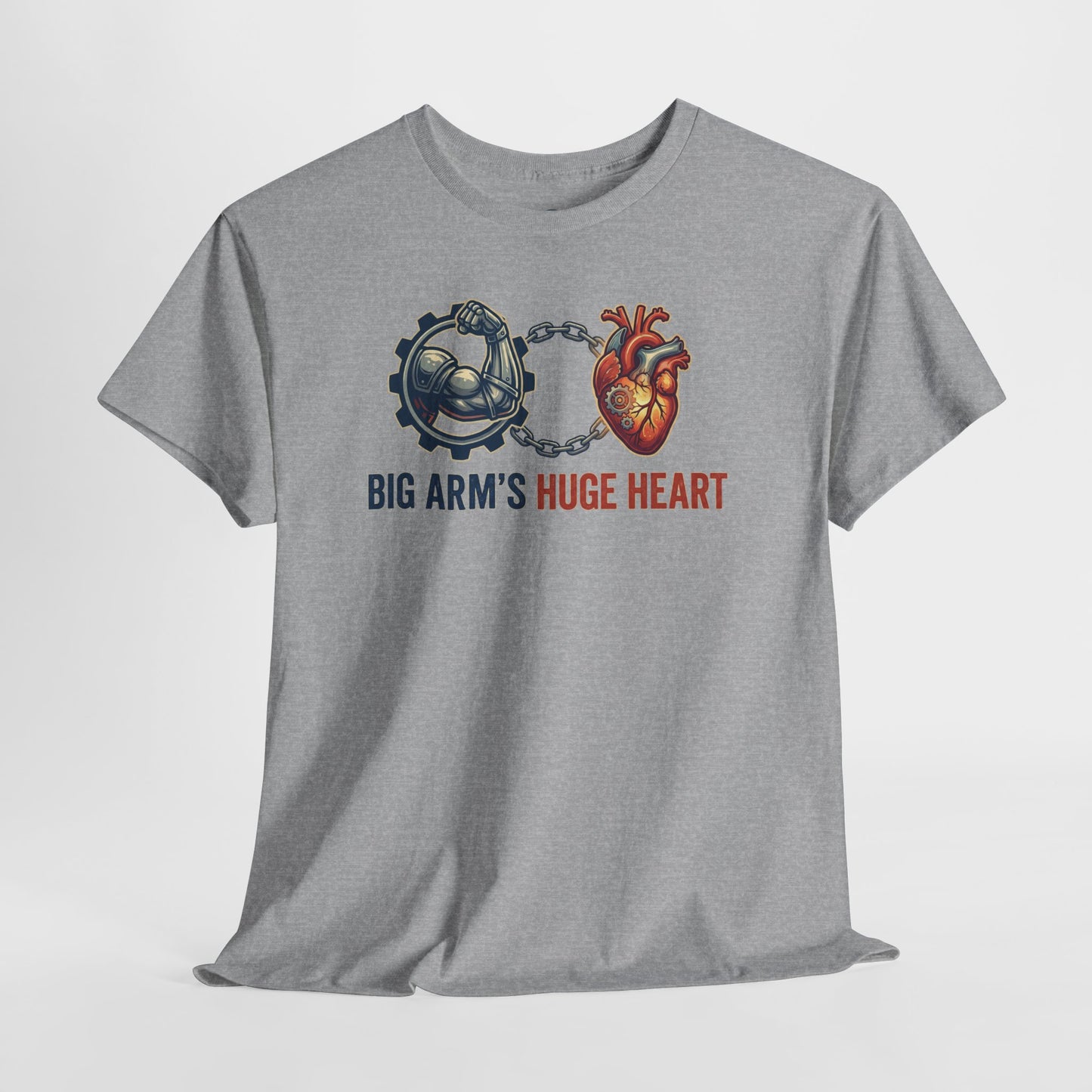Big Arms Huge Heart Gym T-Shirt | Men's Bodybuilding Graphic Tee | Funny Weightlifting Shirt | Workout Motivation Top | Fitness Lover Gift