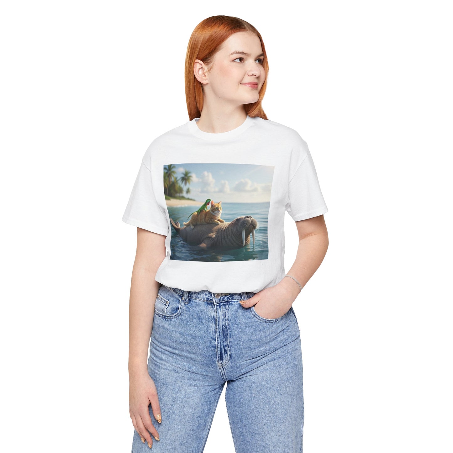 Ocean Friends Unisex T-Shirt - Walrus Cat Lizard Design