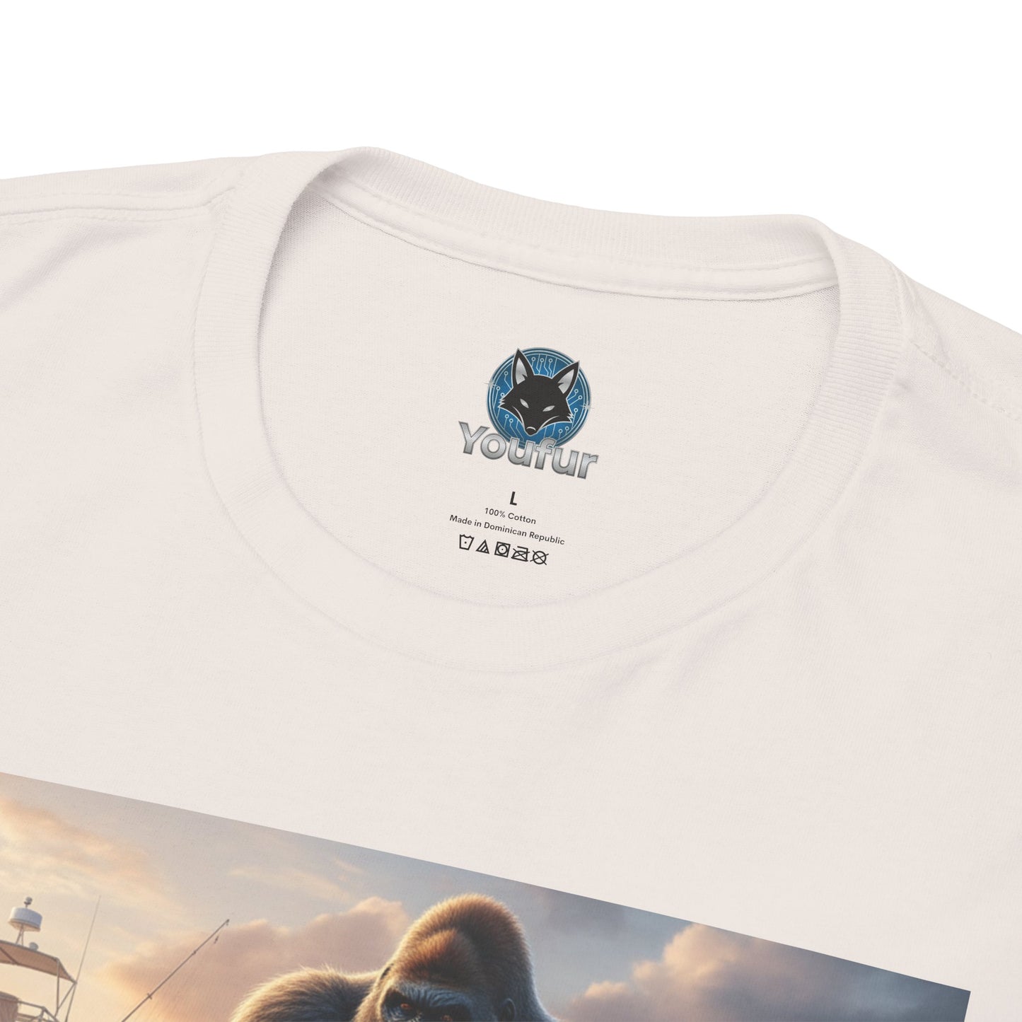 Gorilla riding a swordfish in the ocean design T-Shirt