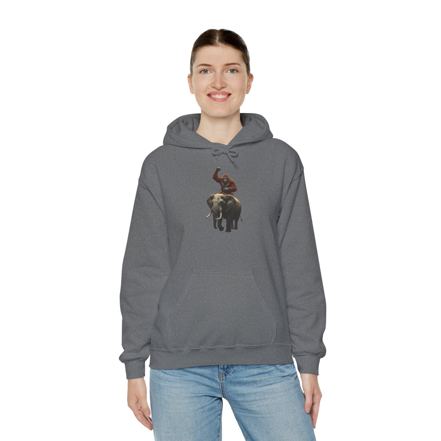 Bigfoot Riding an Elephant Hoodie - Unisex Sweatshirt