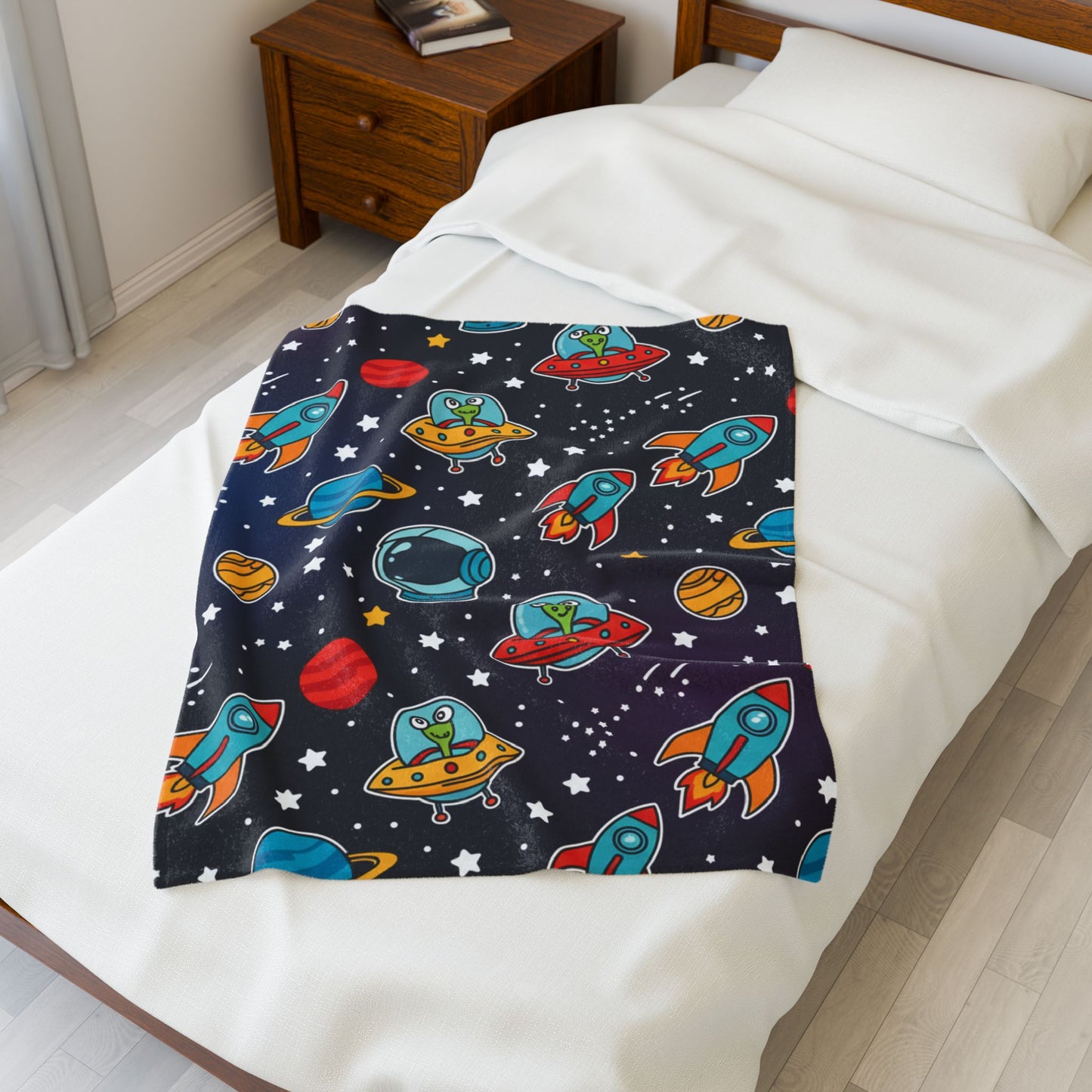 Kids Space Velveteen Plush Blanket - Cozy and Soft Throw Blanket for Children
