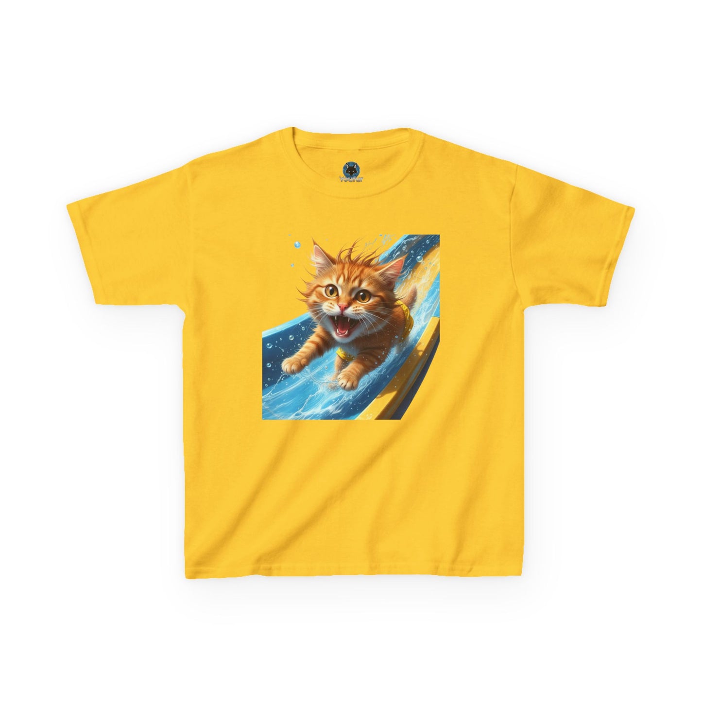 Kids T-shirt - Playful Cat Sliding Down Water Slide