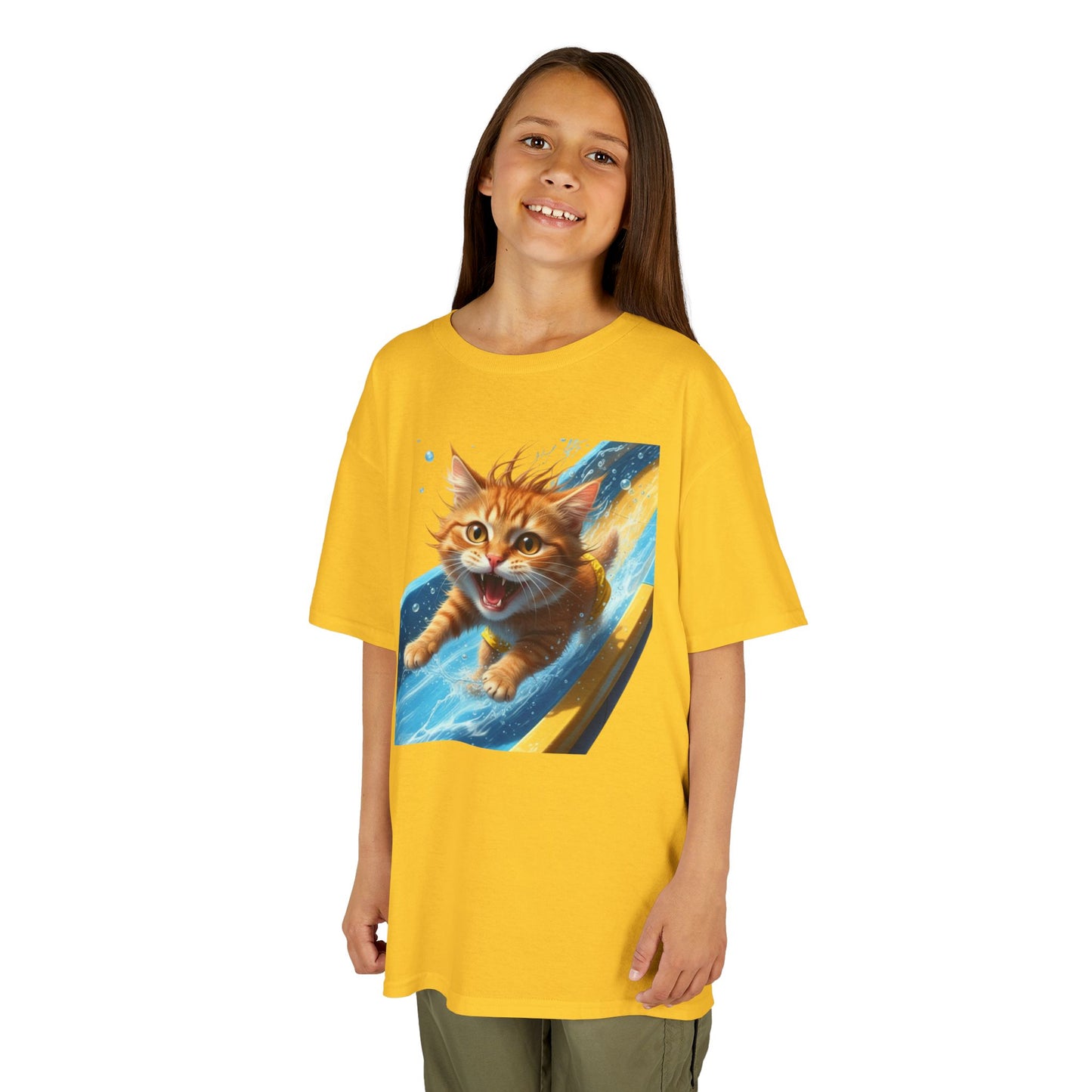 Kids T-shirt - Playful Cat Sliding Down Water Slide