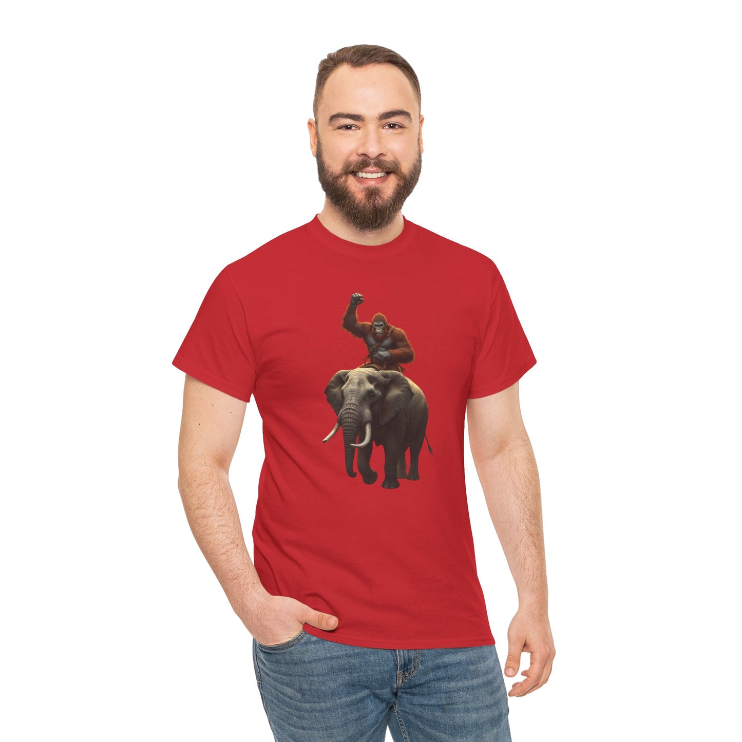 Bigfoot Riding Elephant Unisex T-Shirt