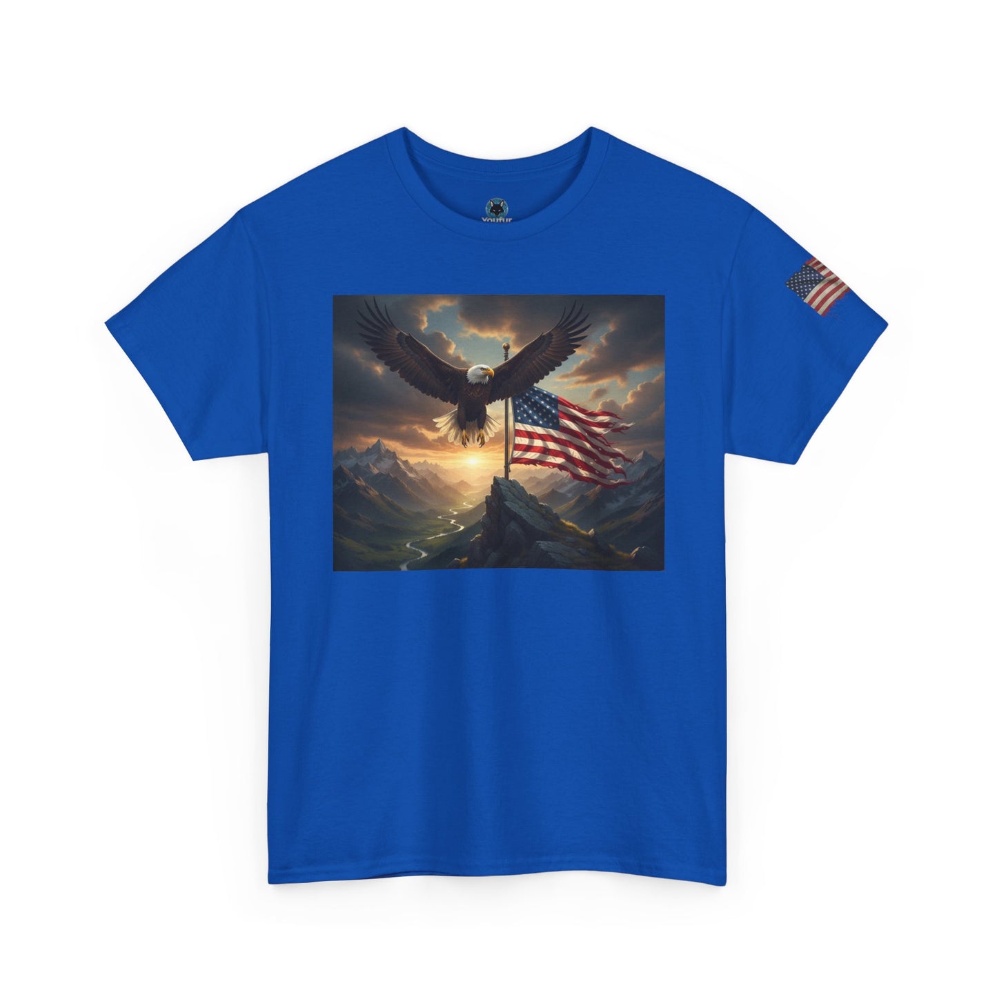 Patriotic Tee with Bald Eagle and Flag