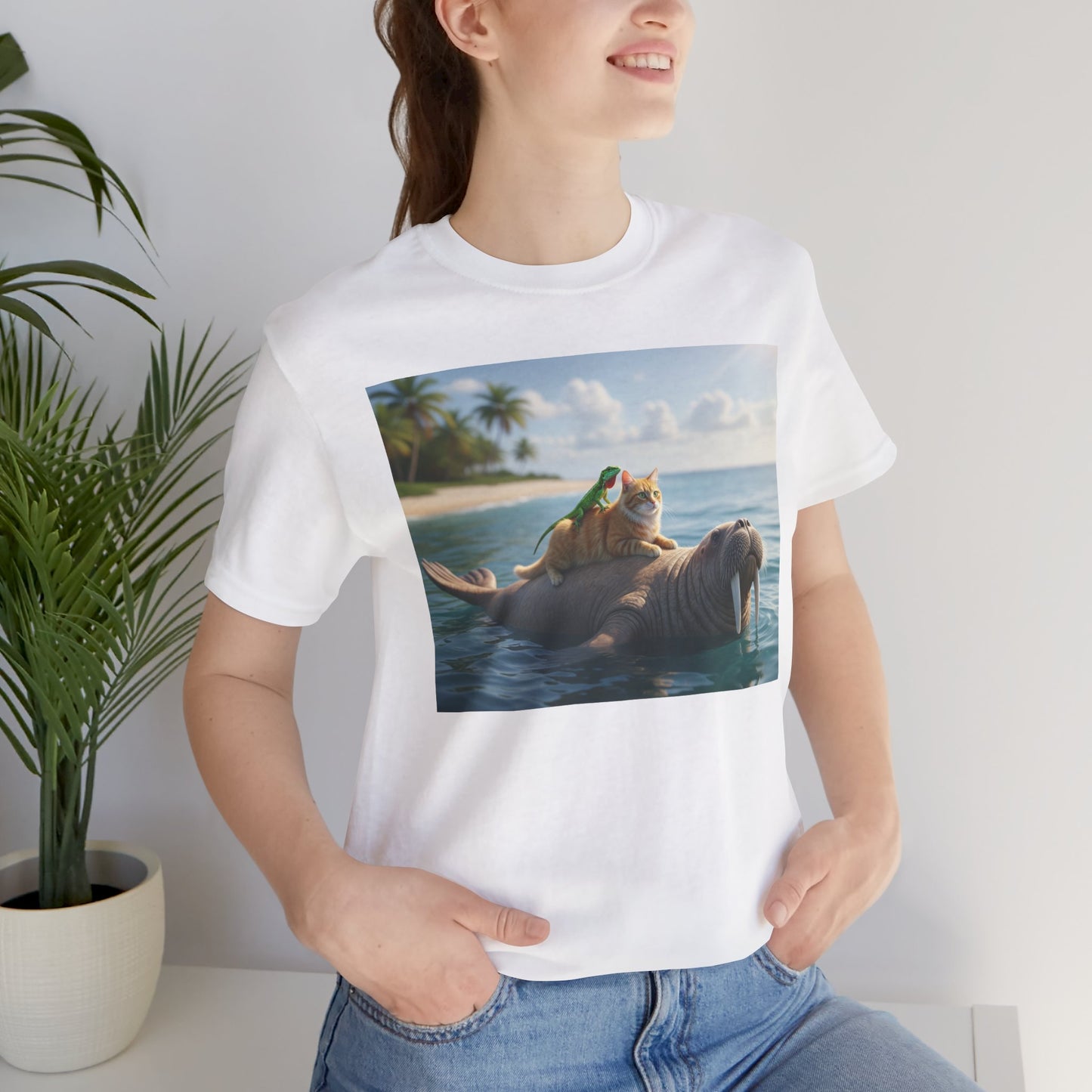Ocean Friends Unisex T-Shirt - Walrus Cat Lizard Design