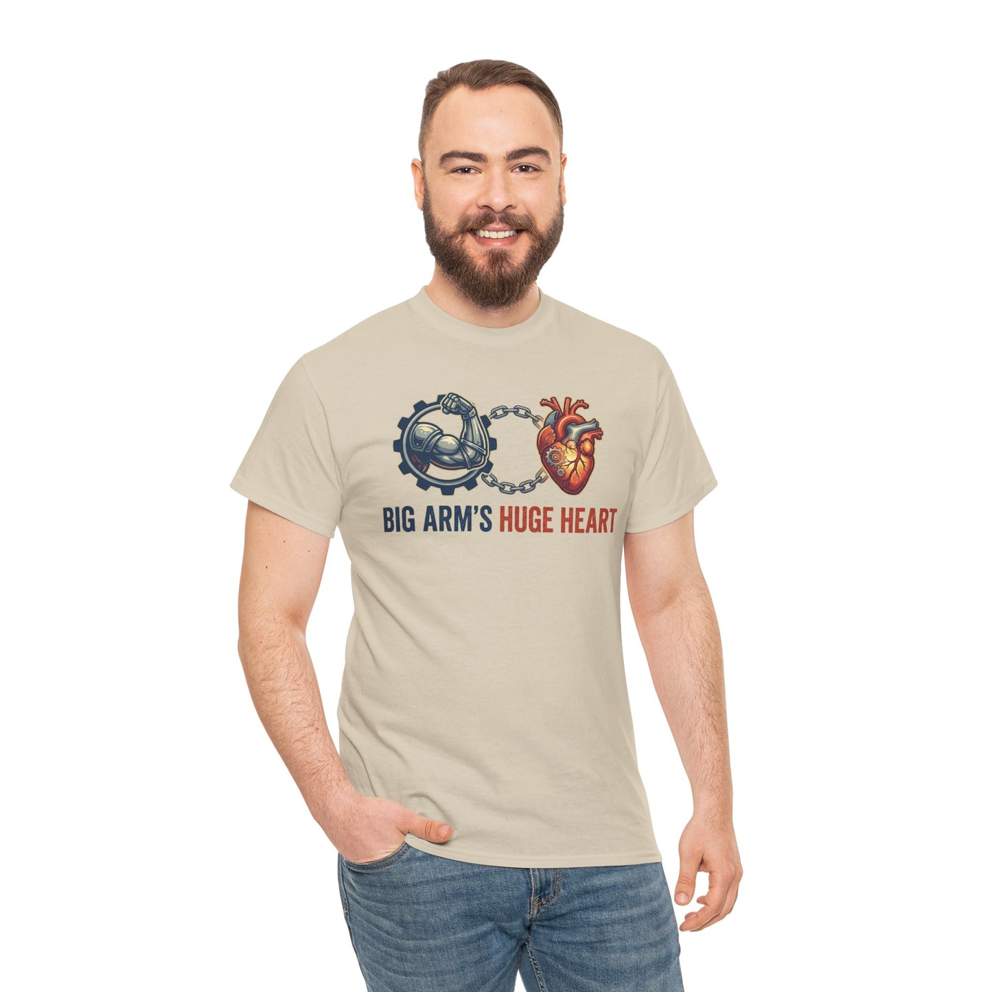 Big Arms Huge Heart Gym T-Shirt | Men's Bodybuilding Graphic Tee | Funny Weightlifting Shirt | Workout Motivation Top | Fitness Lover Gift