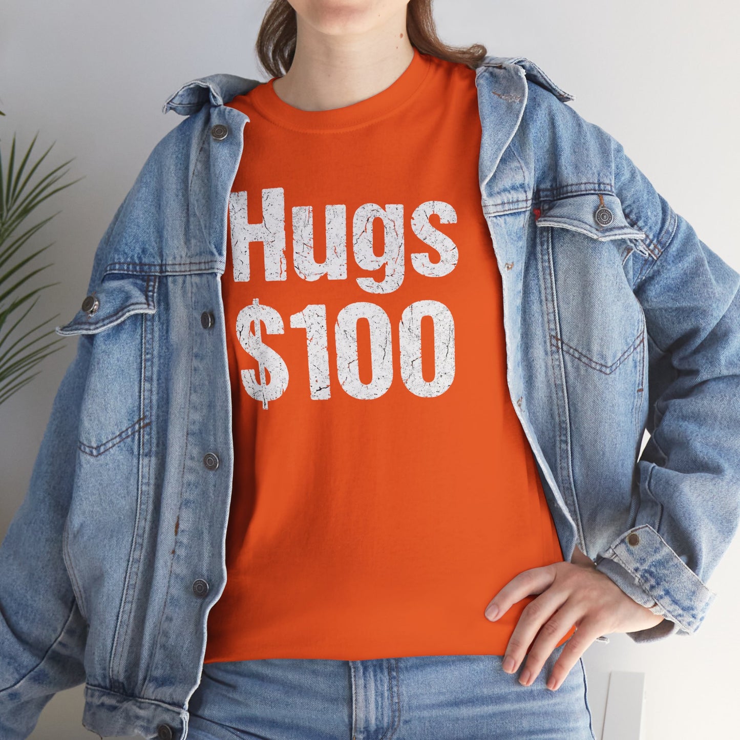 Hugs 100 Dollars - Funny Sarcastic Shirt - Novelty Hugs Tee - Expensive Hugs Gift - Humorous Graphic Top