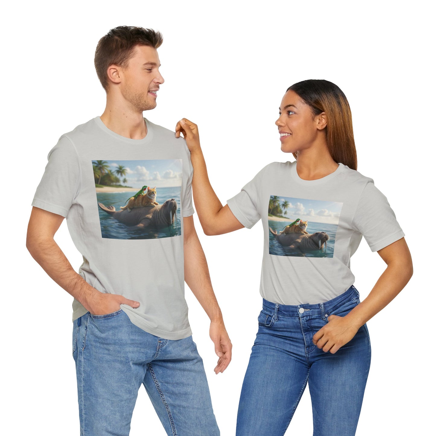 Ocean Friends Unisex T-Shirt - Walrus Cat Lizard Design