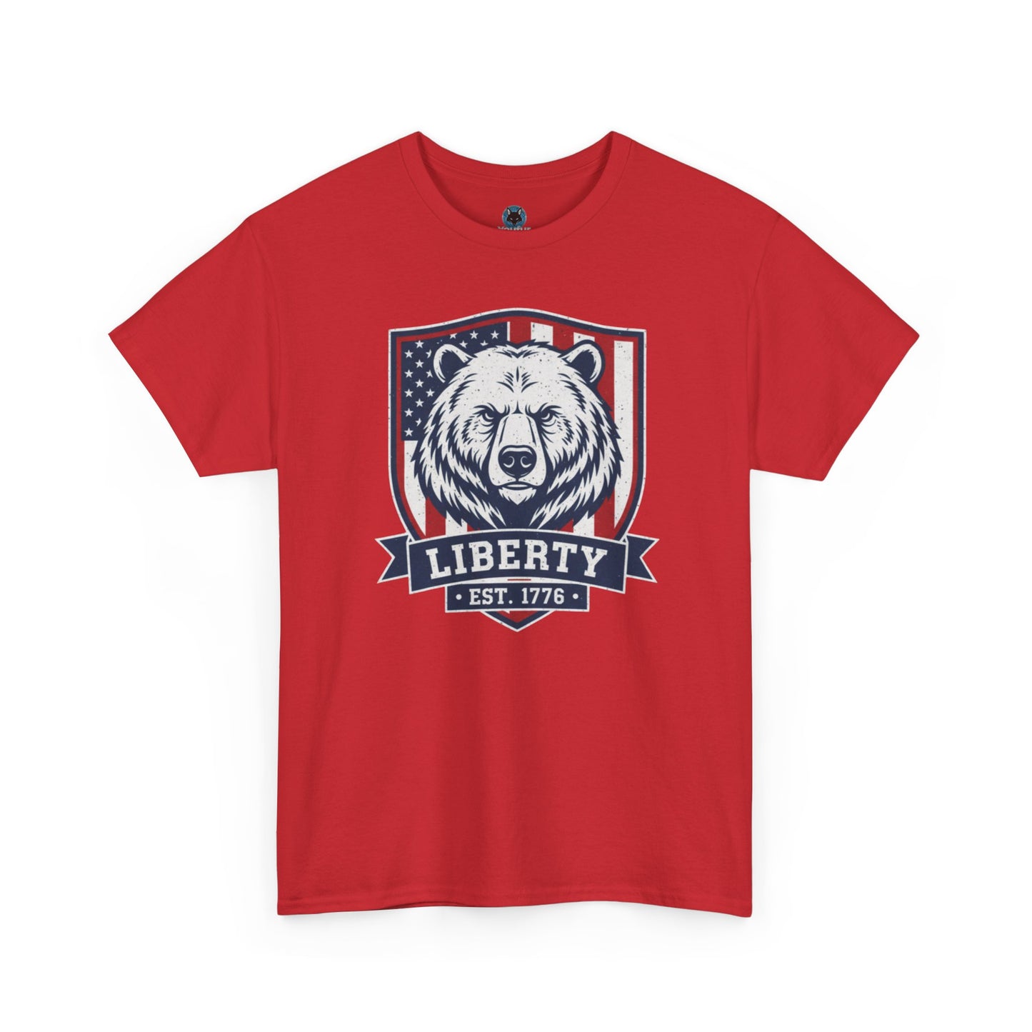 Patriotic Bear Shirt -  USA Flag Shield Tee - Liberty Est 1776 Top s- 4th of July Gift - American Animal Apparel