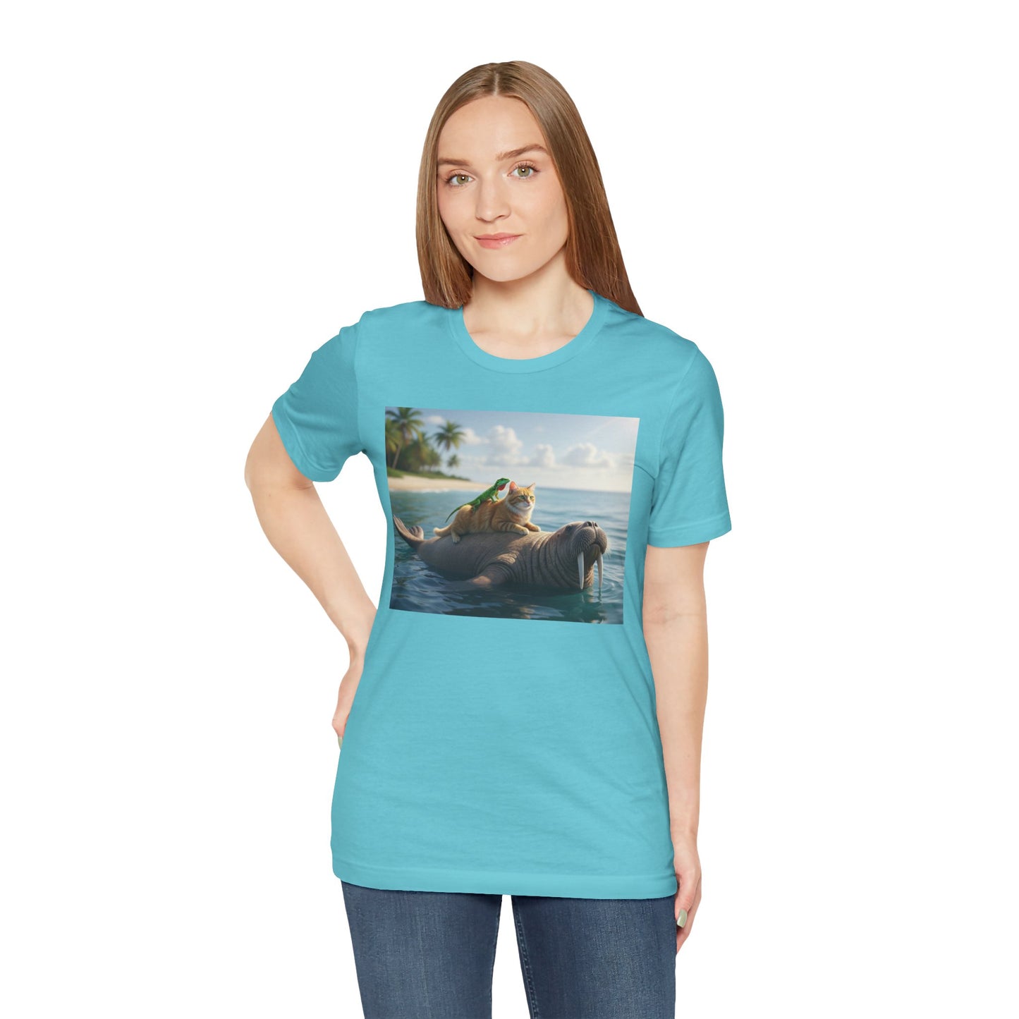 Ocean Friends Unisex T-Shirt - Walrus Cat Lizard Design
