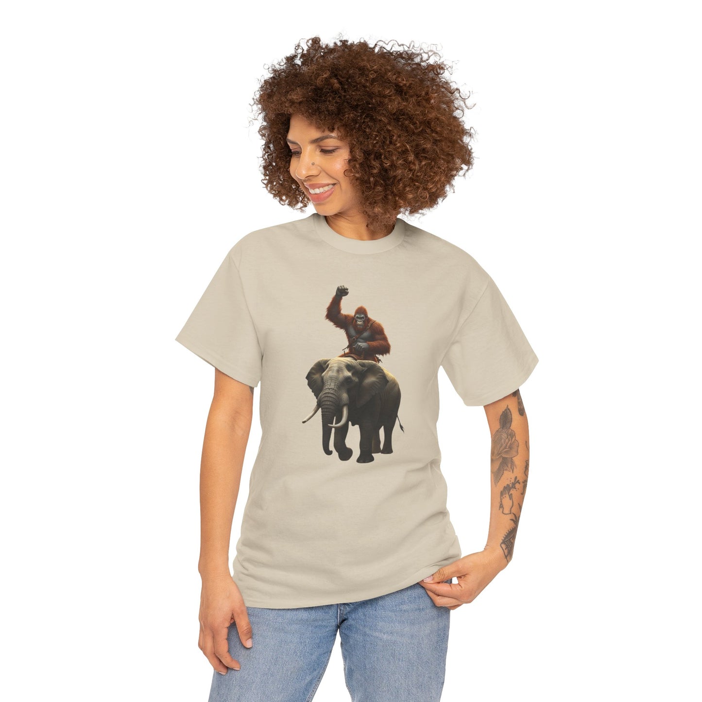 Bigfoot Riding Elephant Unisex T-Shirt