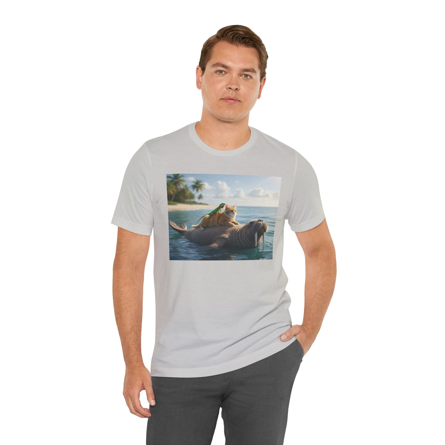 Ocean Friends Unisex T-Shirt - Walrus Cat Lizard Design