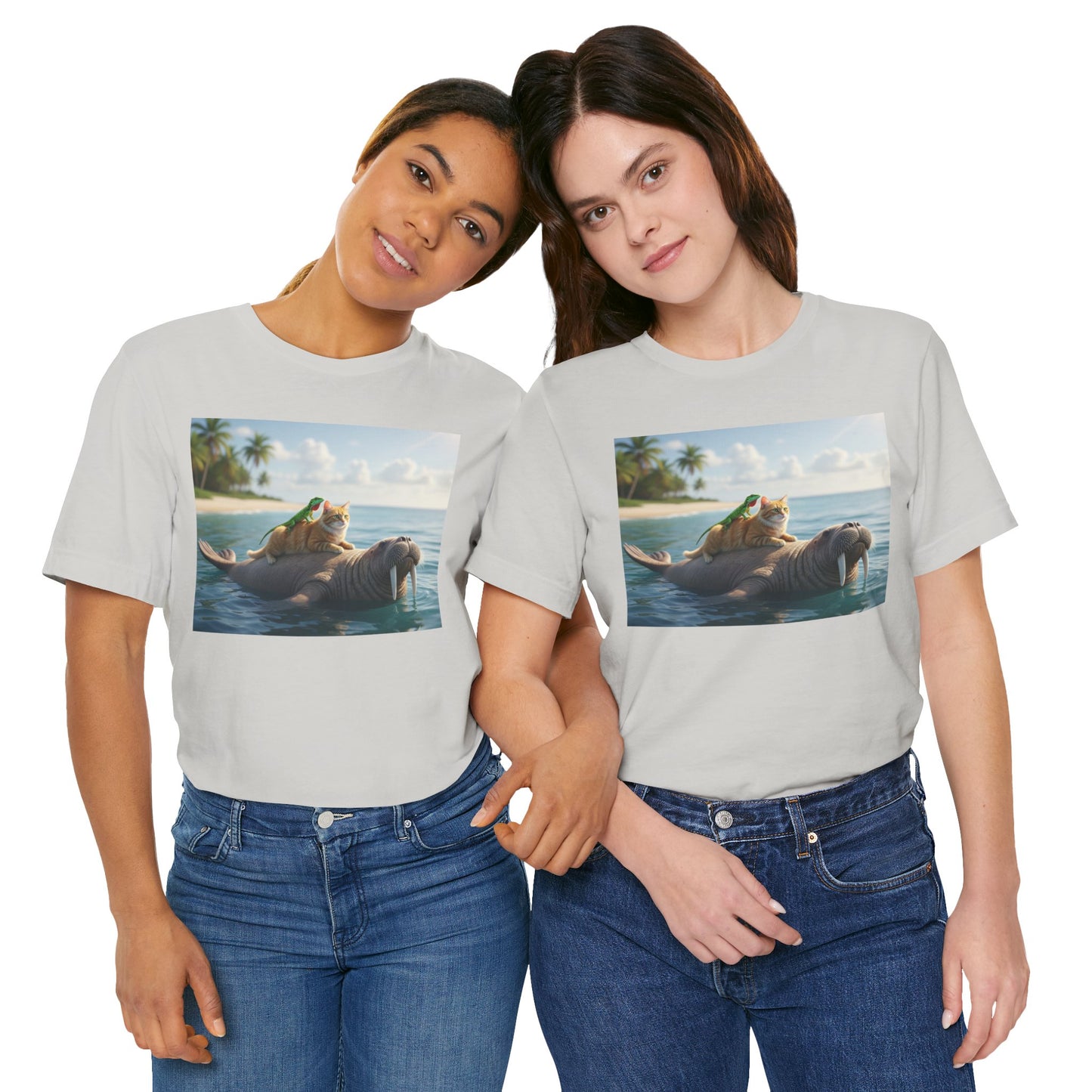 Ocean Friends Unisex T-Shirt - Walrus Cat Lizard Design