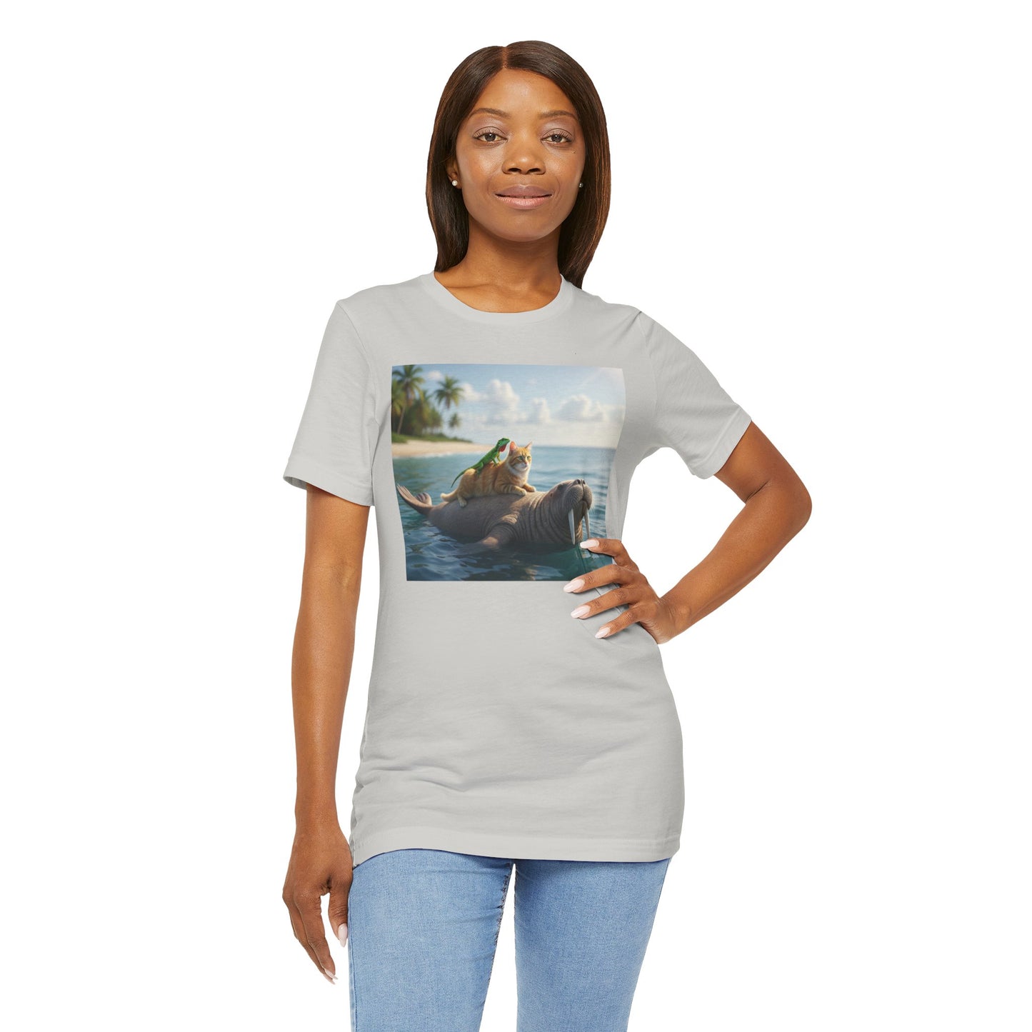 Ocean Friends Unisex T-Shirt - Walrus Cat Lizard Design
