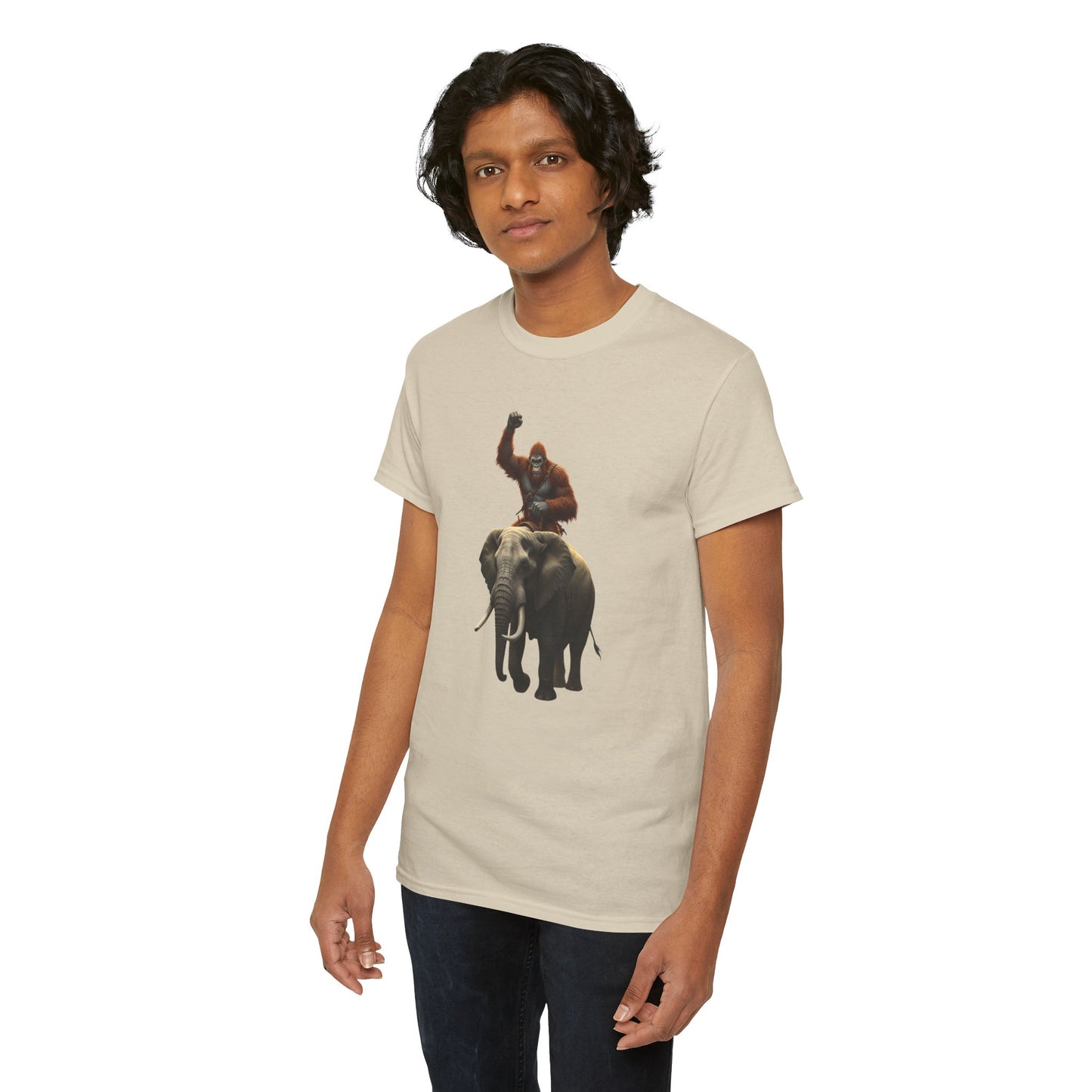 Bigfoot Riding Elephant Unisex T-Shirt