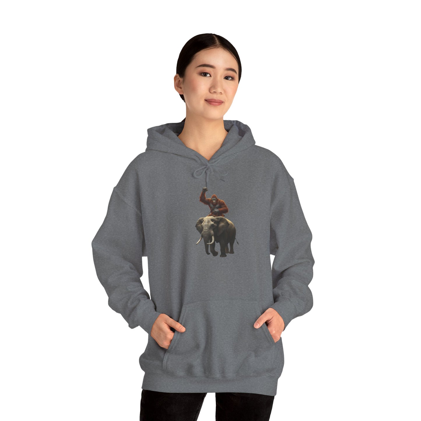 Bigfoot Riding an Elephant Hoodie - Unisex Sweatshirt