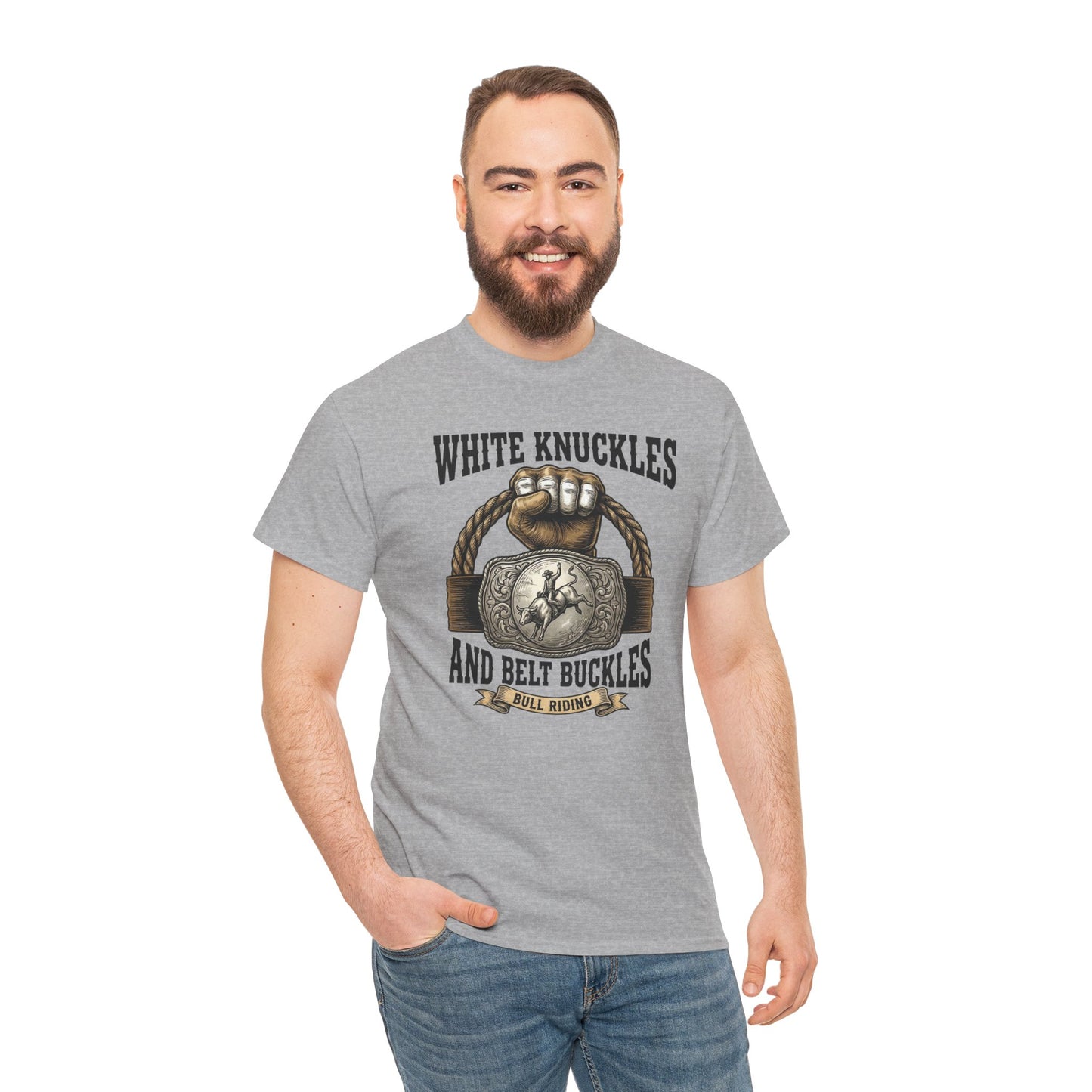 White Knuckles Belt Buckles Shirt, Bull Riding Tee, Rodeo Cowboy Gift, Western Graphic Top, Country Rodeo Apparel
