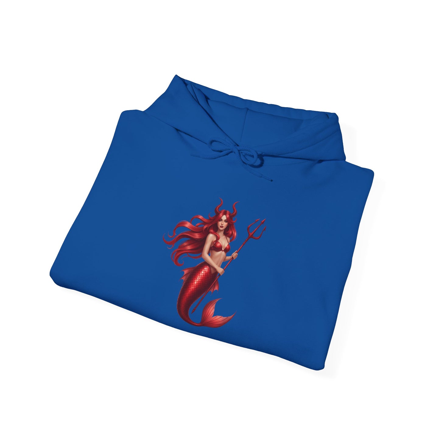 Red Mermaid Unisex Hoodie with Trident Design