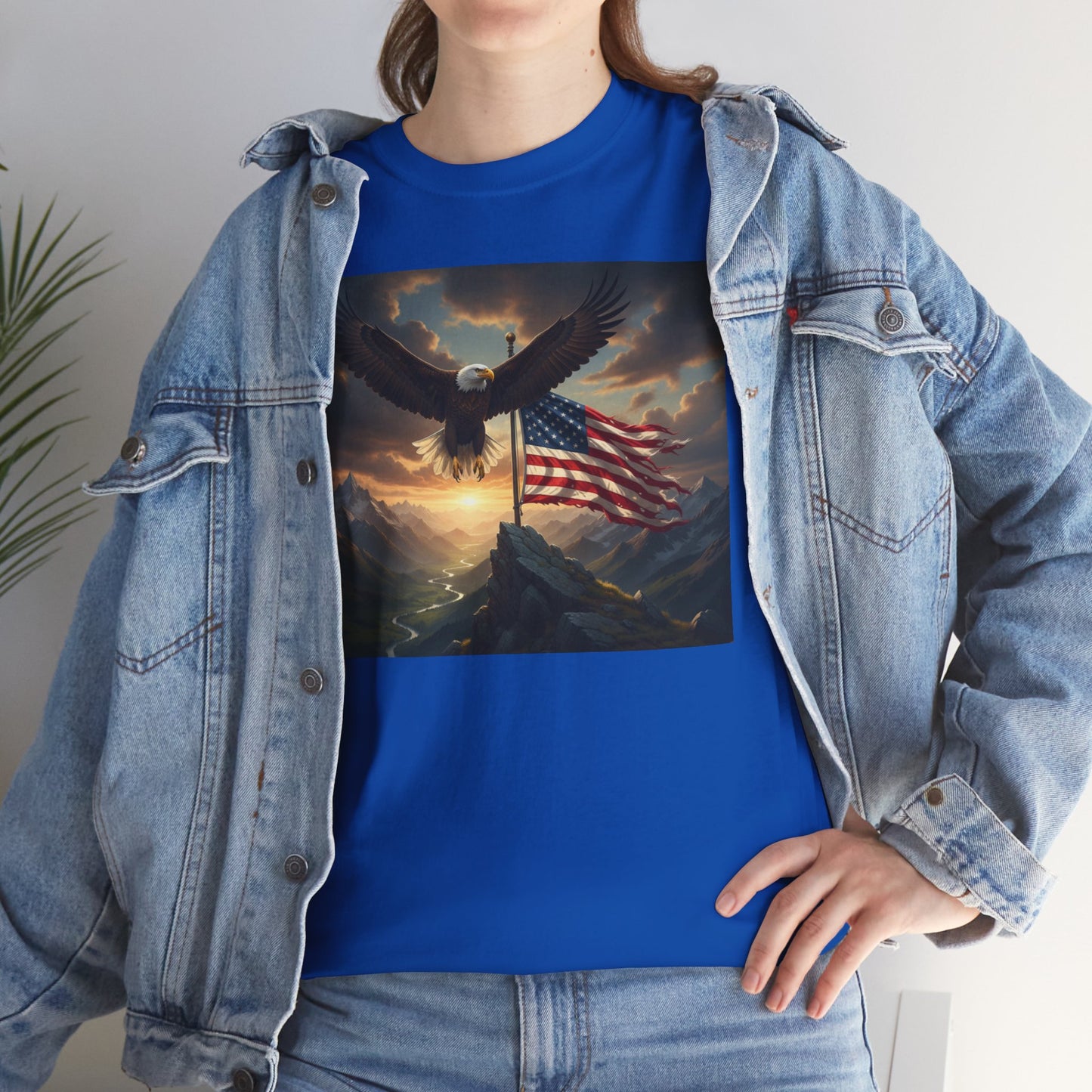 Patriotic Tee with Bald Eagle and Flag