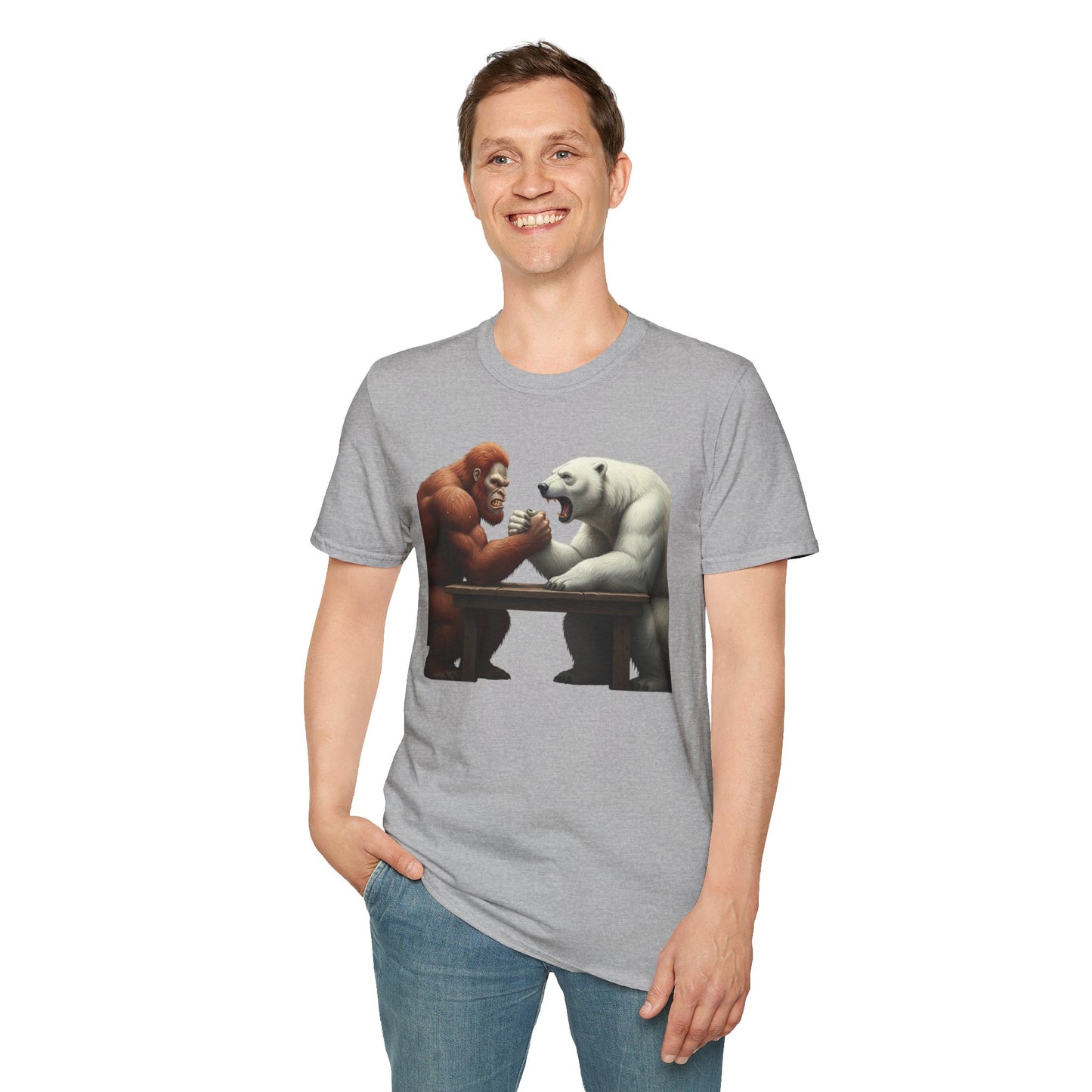 Graphic T-shirt - Bigfoot Arm Wrestling Polar Bear Design