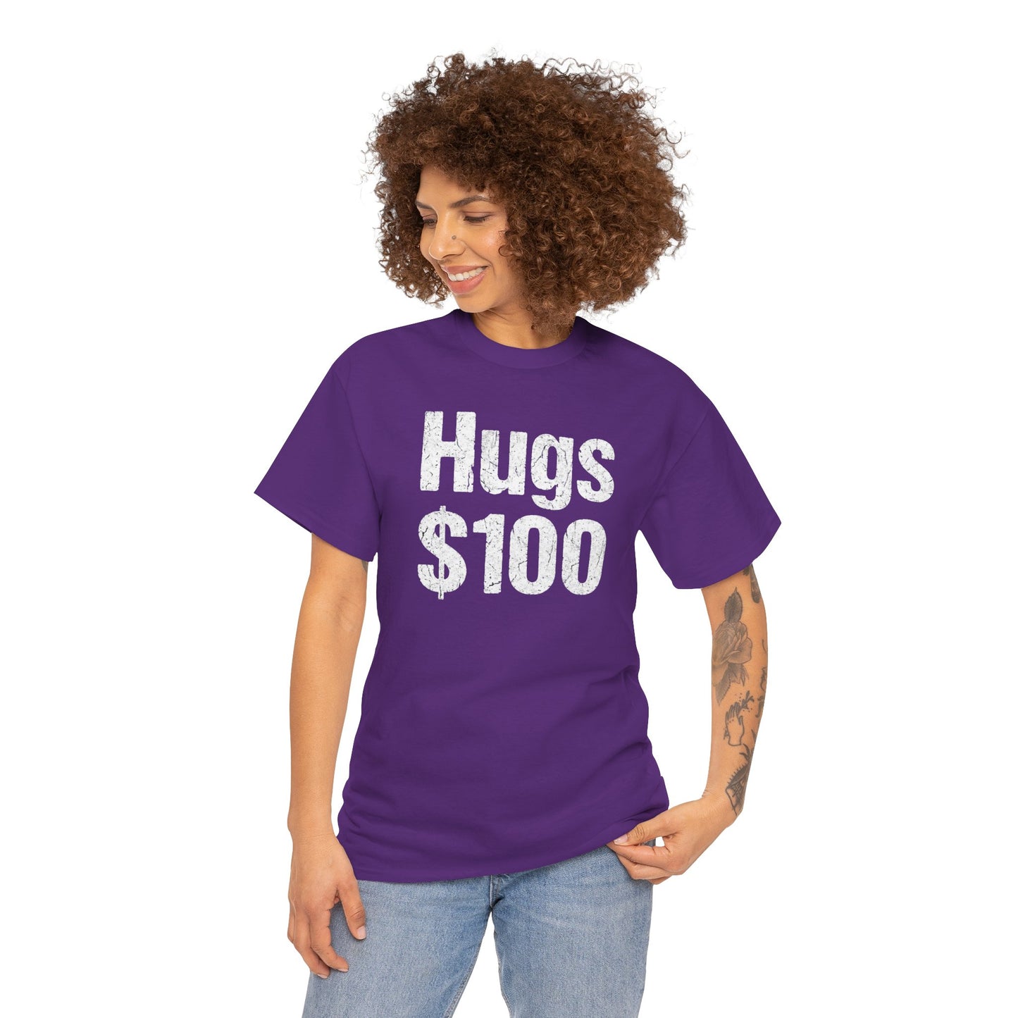 Hugs 100 Dollars - Funny Sarcastic Shirt - Novelty Hugs Tee - Expensive Hugs Gift - Humorous Graphic Top