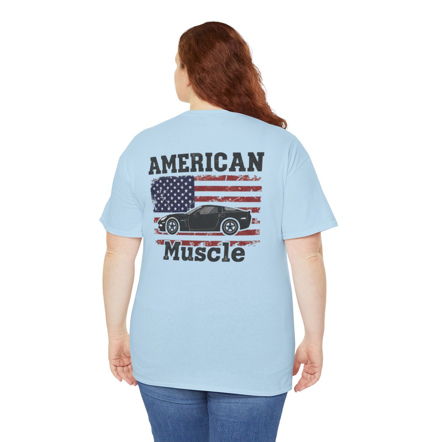 American Muscle Car Shirt | Patriotic Corvette Tee | Distressed Flag Racing Gift | C6 Vette Lover | Car Guy Apparel