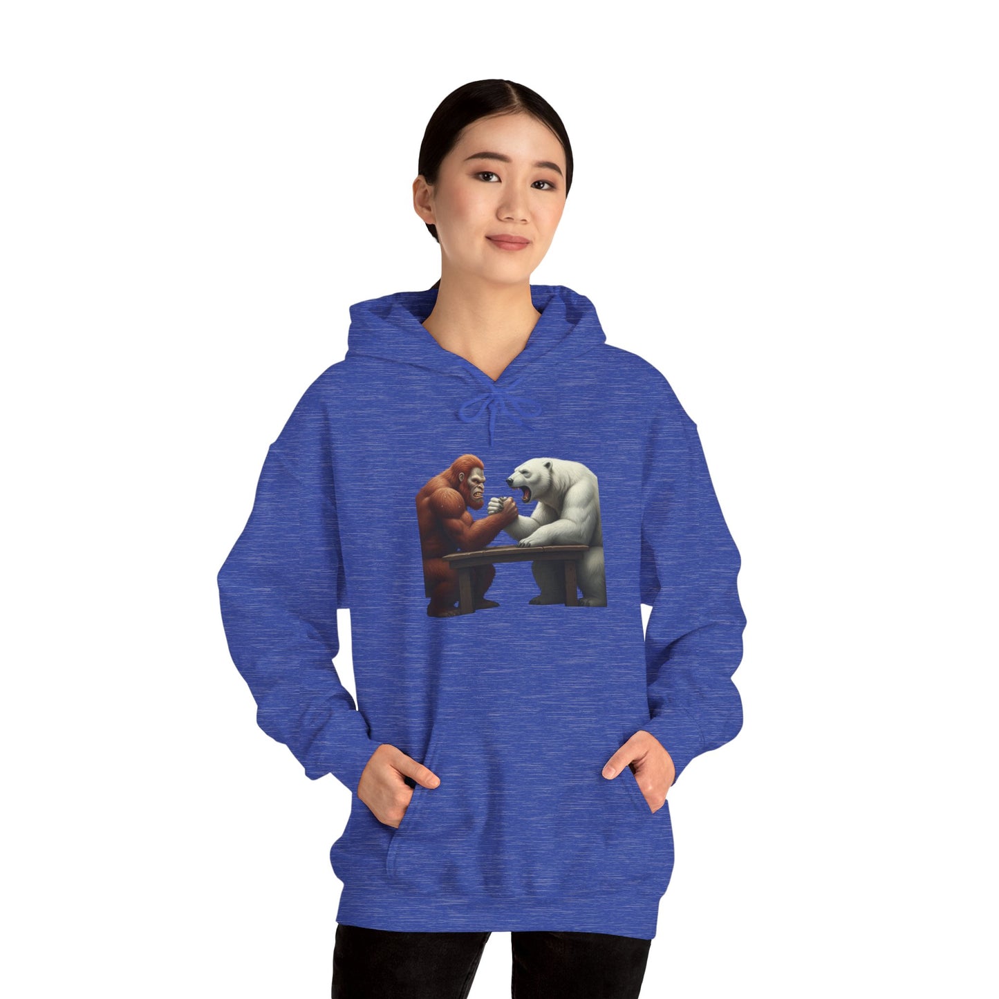 Bigfoot Arm Wrestling Polar Bear Hoodie - Unisex Sweatshirt