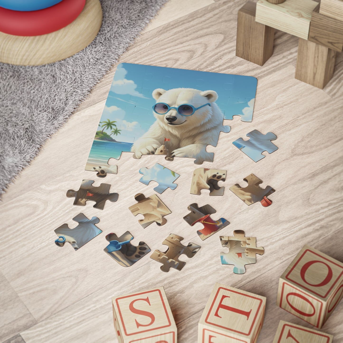 Kids' Puzzle, Polar Bear Sand Castle