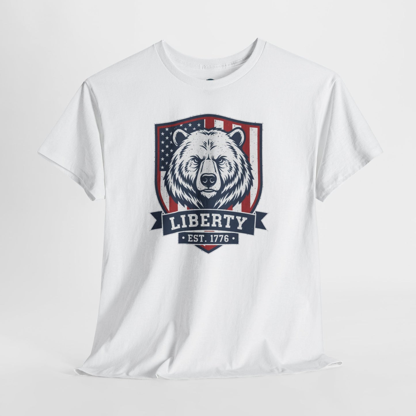 Patriotic Bear Shirt -  USA Flag Shield Tee - Liberty Est 1776 Top s- 4th of July Gift - American Animal Apparel