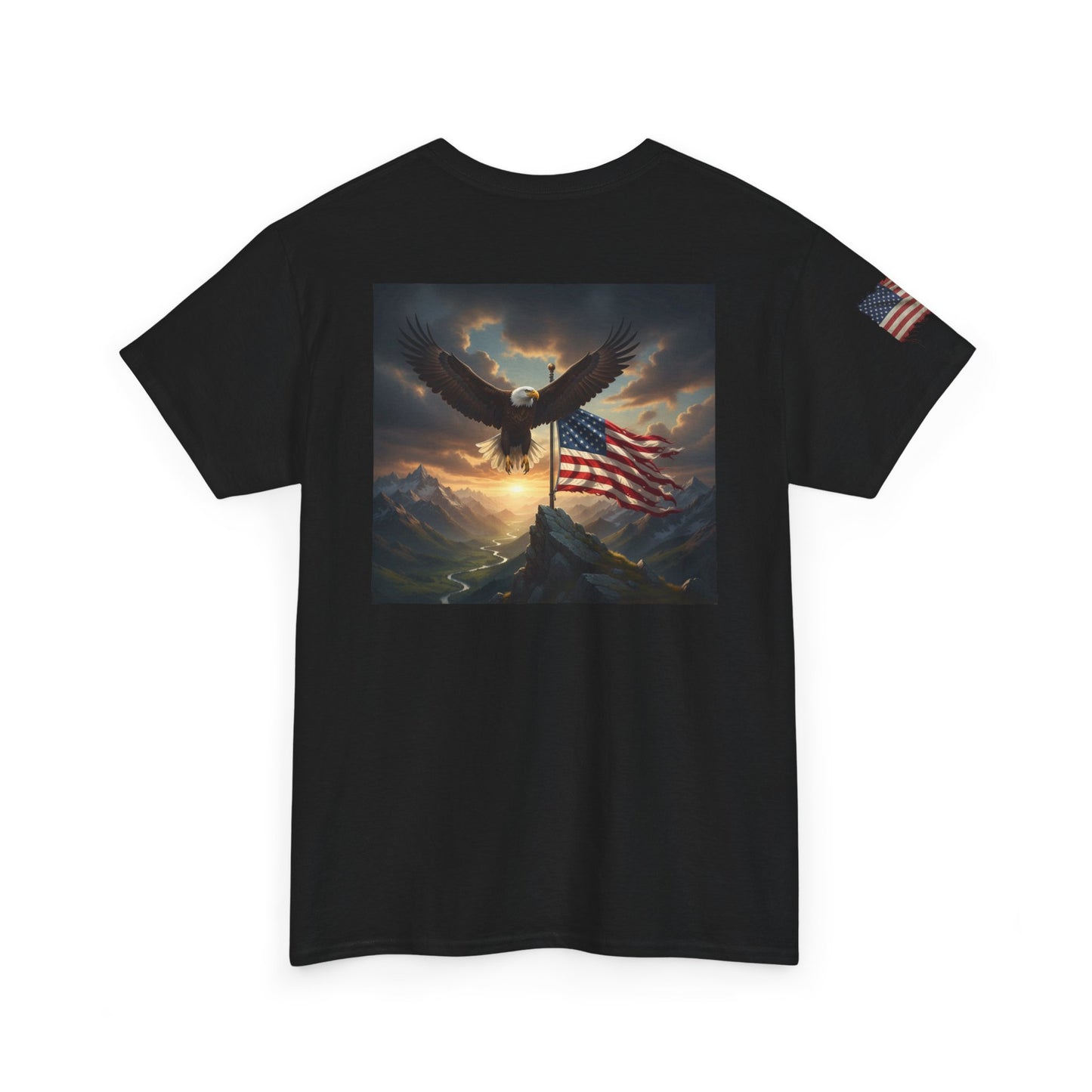 Patriotic Tee with Bald Eagle and Flag