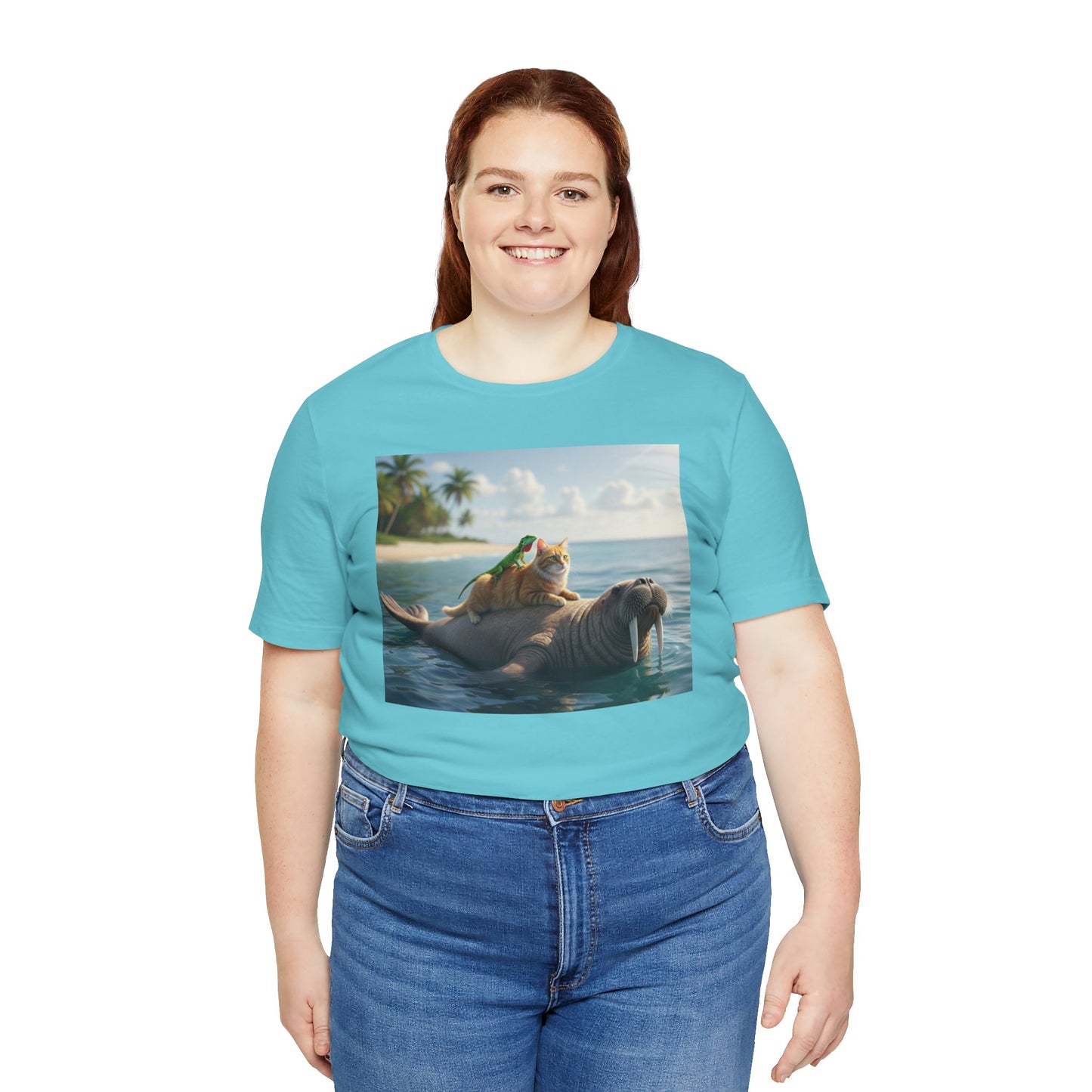 Ocean Friends Unisex T-Shirt - Walrus Cat Lizard Design