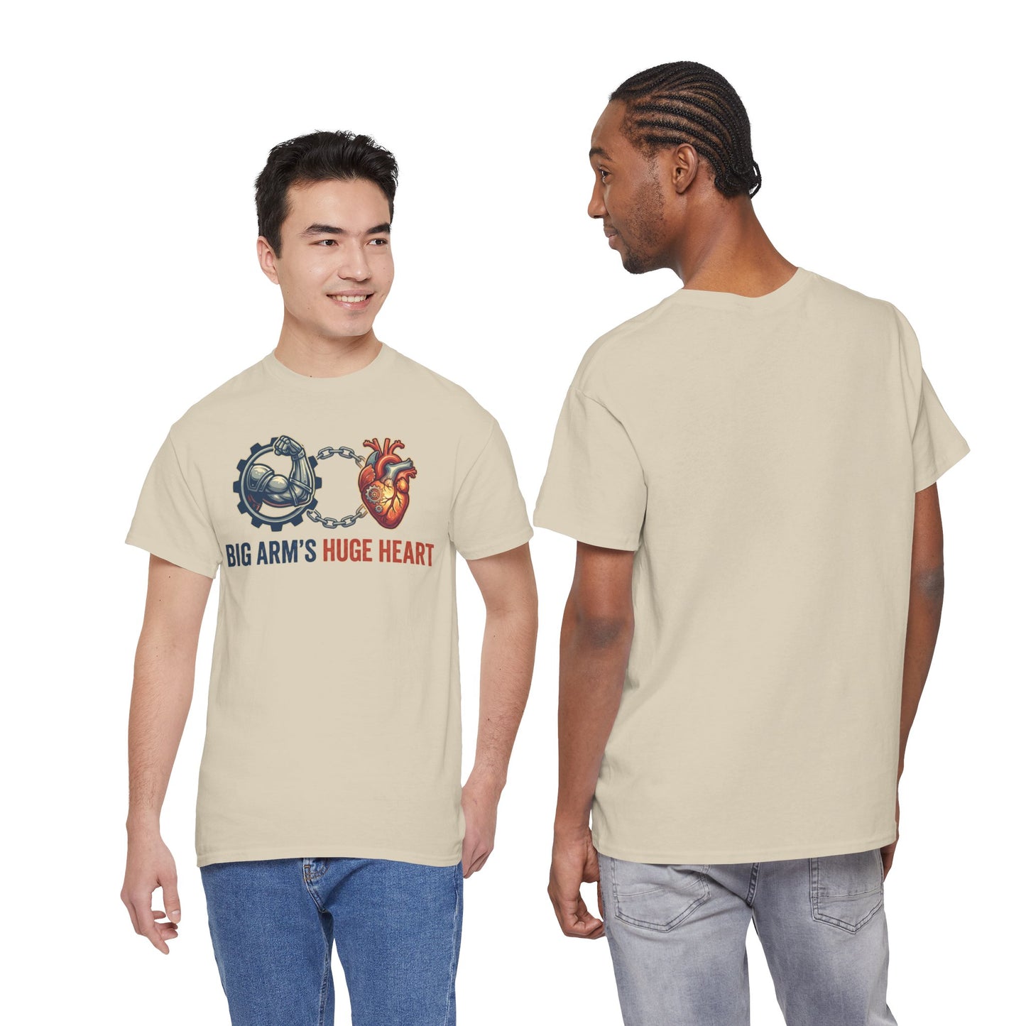 Big Arms Huge Heart Gym T-Shirt | Men's Bodybuilding Graphic Tee | Funny Weightlifting Shirt | Workout Motivation Top | Fitness Lover Gift