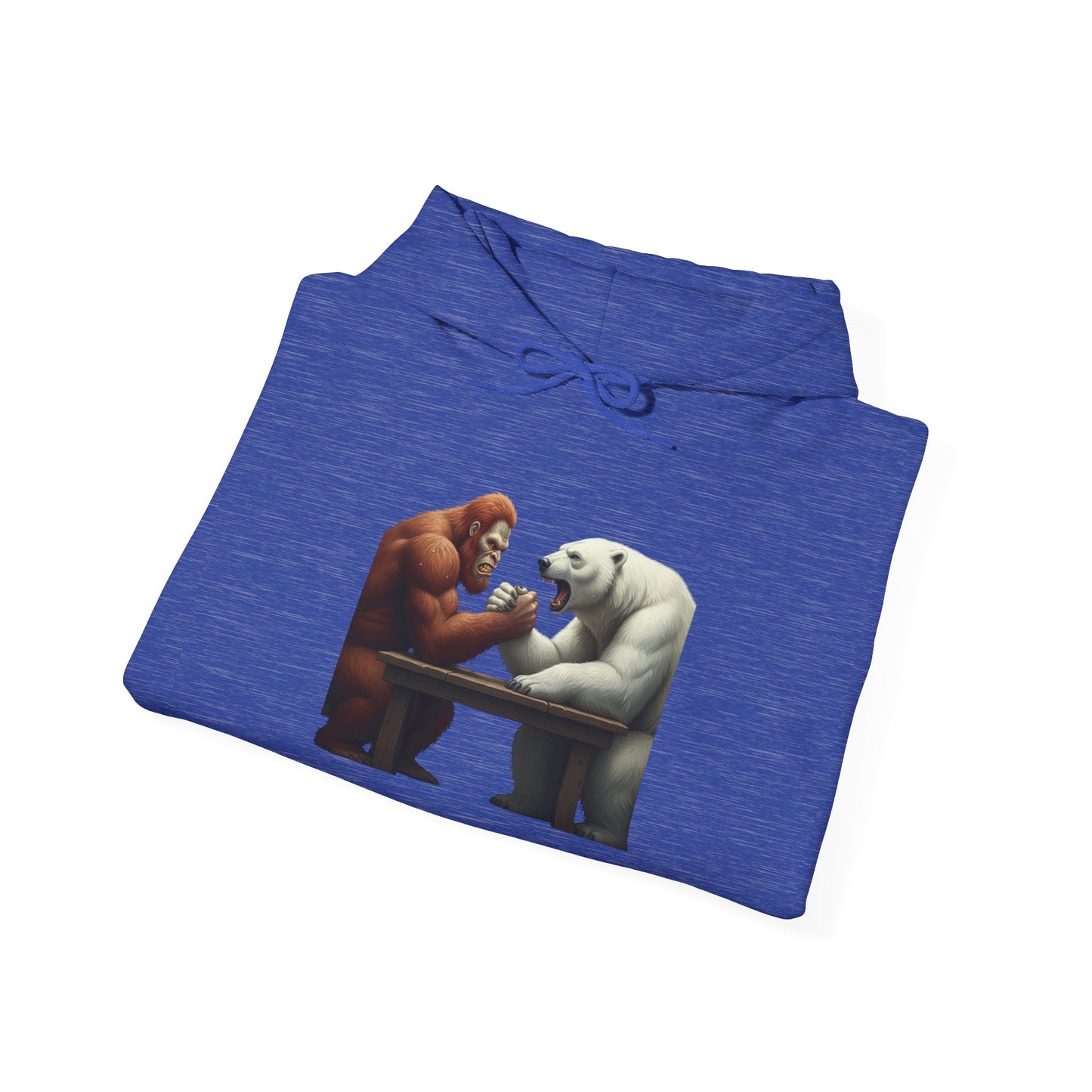 Bigfoot Arm Wrestling Polar Bear Hoodie - Unisex Sweatshirt