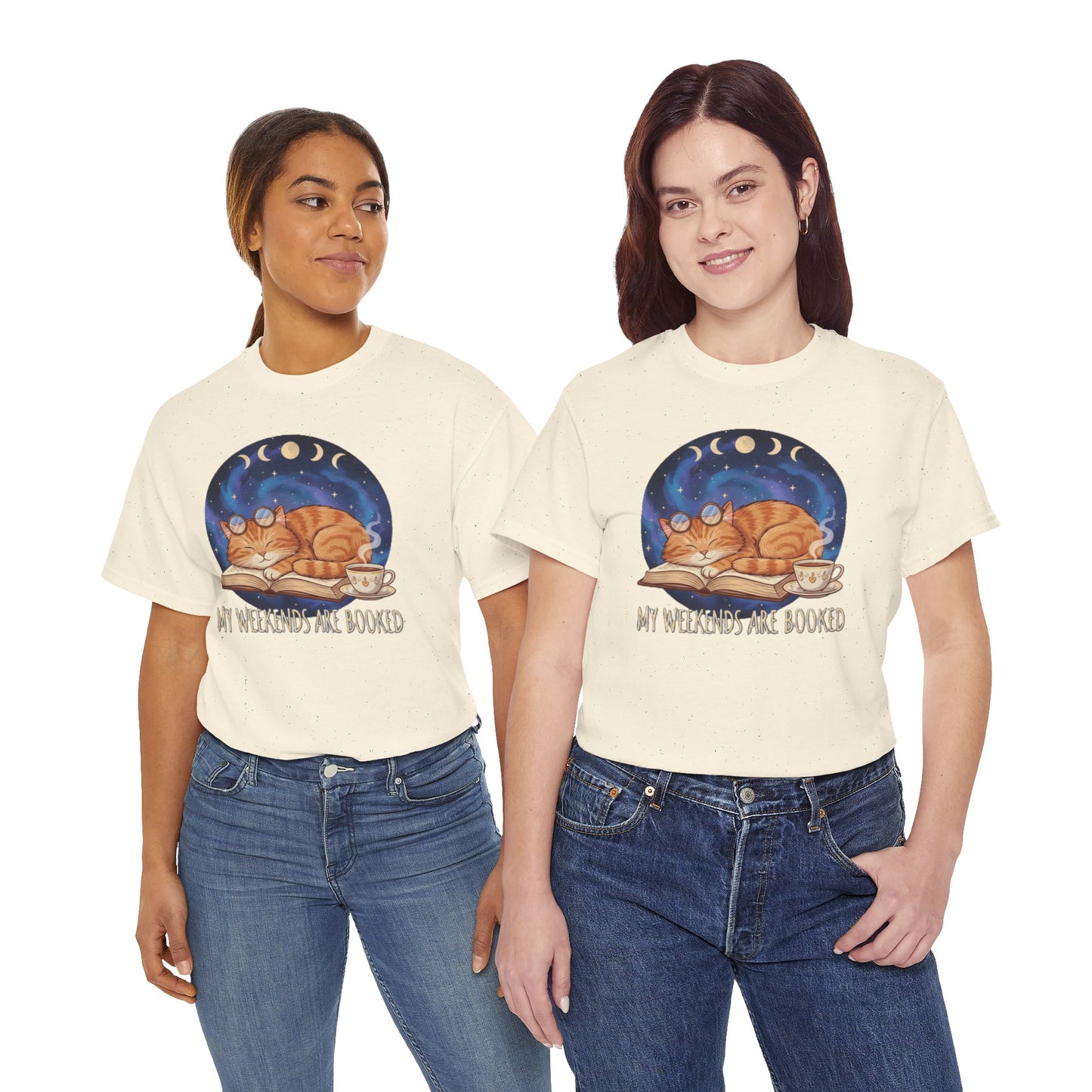 Sleeping Orange Cat shirt | My Weekends Are Booked, moon phases, cozy cat tee