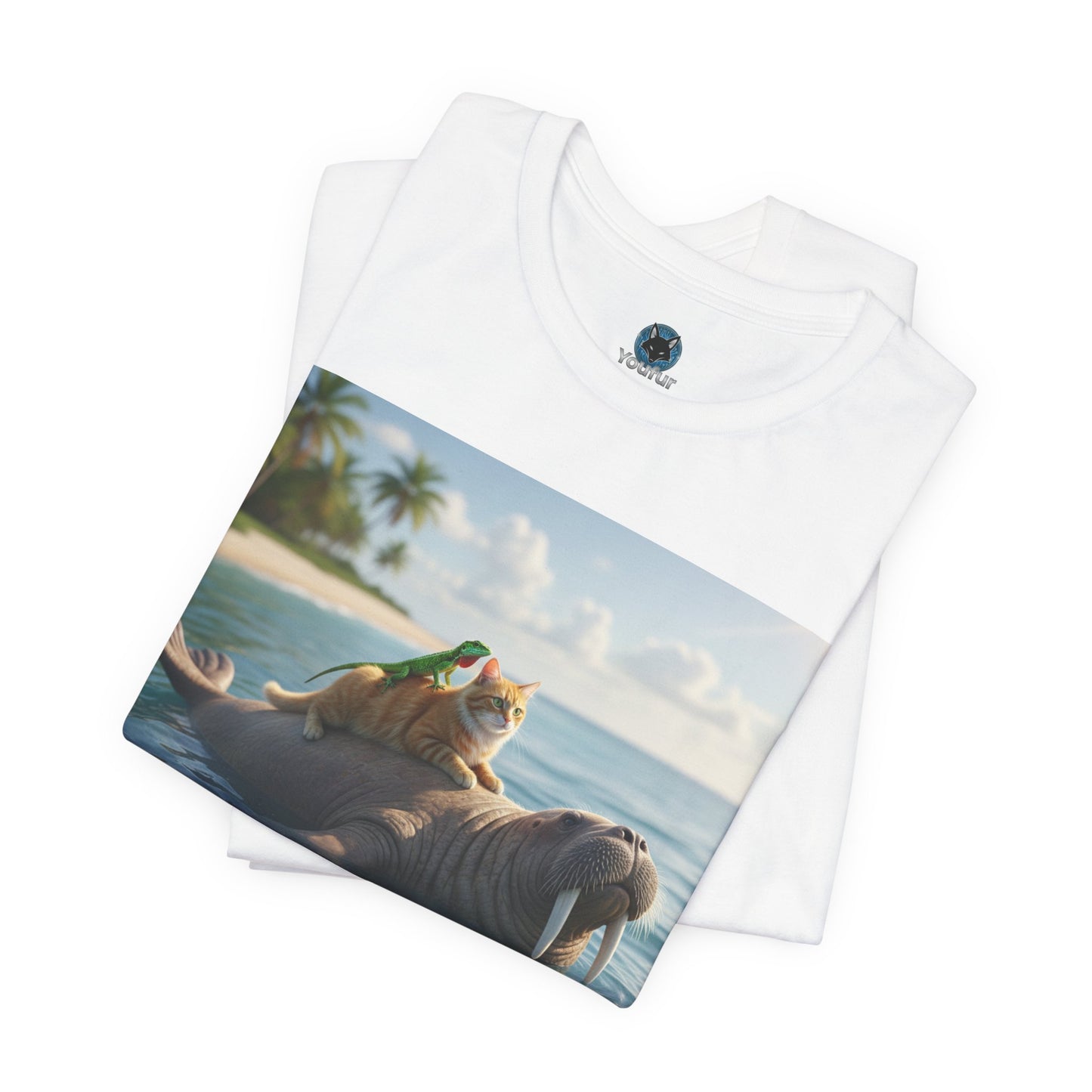 Ocean Friends Unisex T-Shirt - Walrus Cat Lizard Design