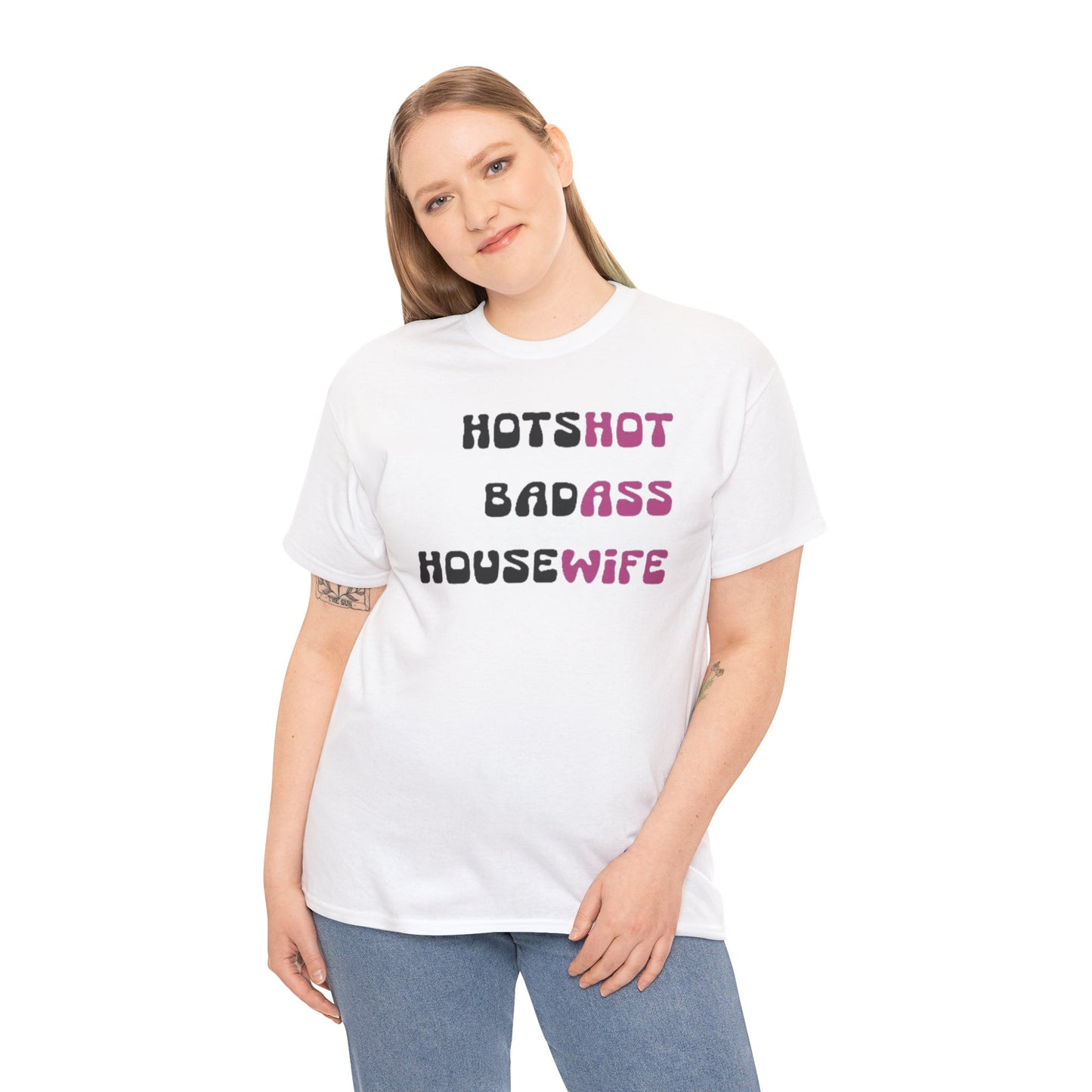 Hotshot Badass Housewife Shirt - Retro Mom Gift - Sassy Wife Tee - Groovy Womens Top - Funny Mothers Day
