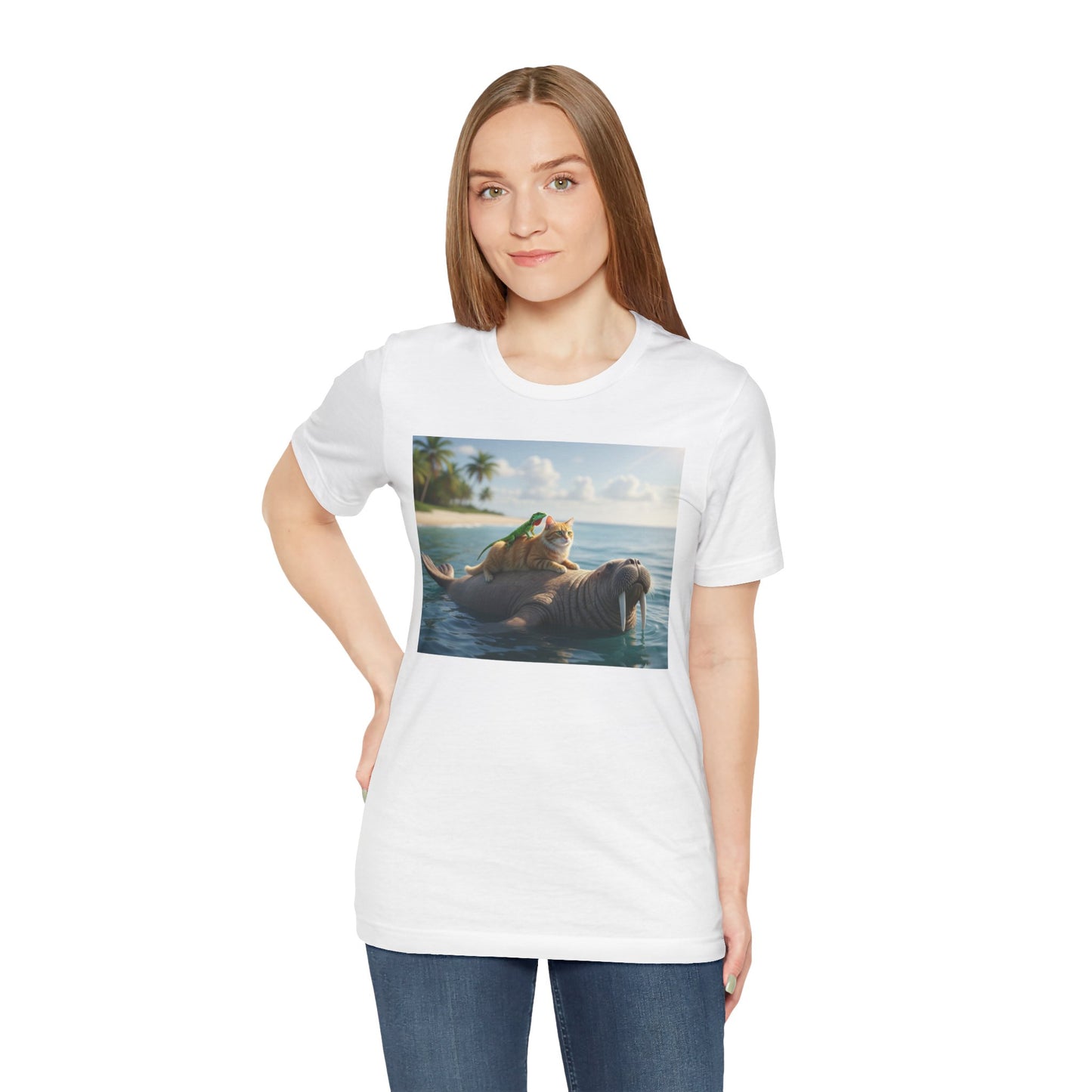 Ocean Friends Unisex T-Shirt - Walrus Cat Lizard Design