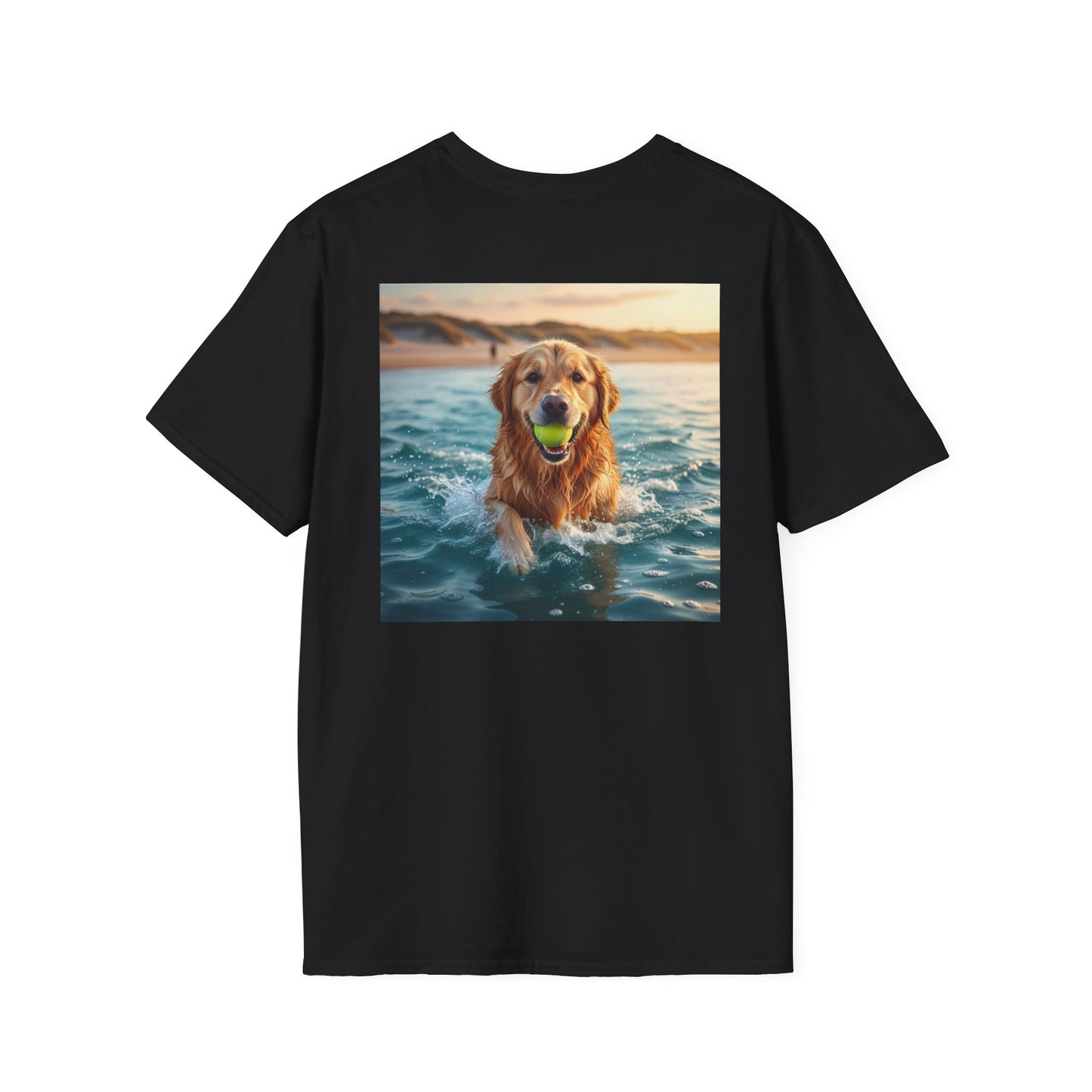 Dog Retrieving Tennis Ball Softstyle T-Shirt