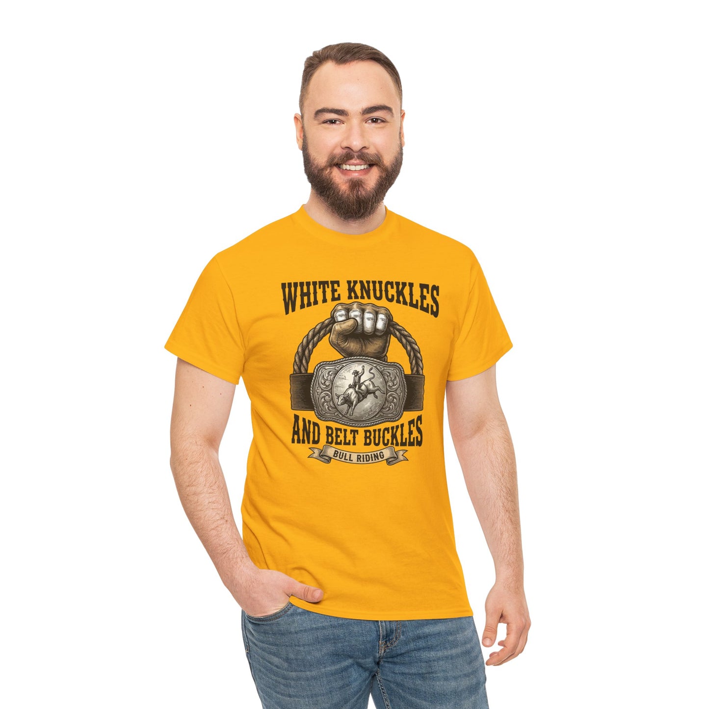 White Knuckles Belt Buckles Shirt, Bull Riding Tee, Rodeo Cowboy Gift, Western Graphic Top, Country Rodeo Apparel