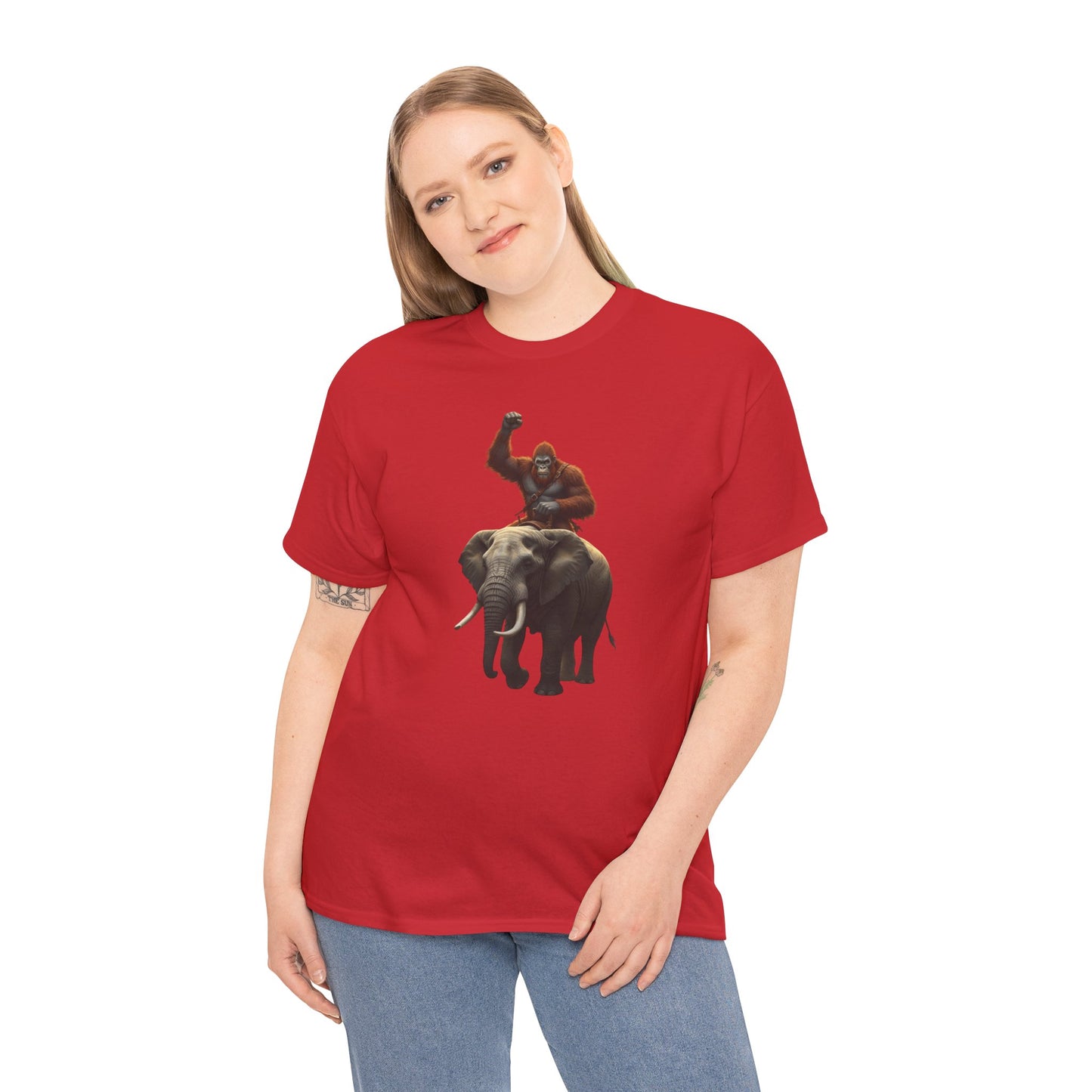 Bigfoot Riding Elephant Unisex T-Shirt